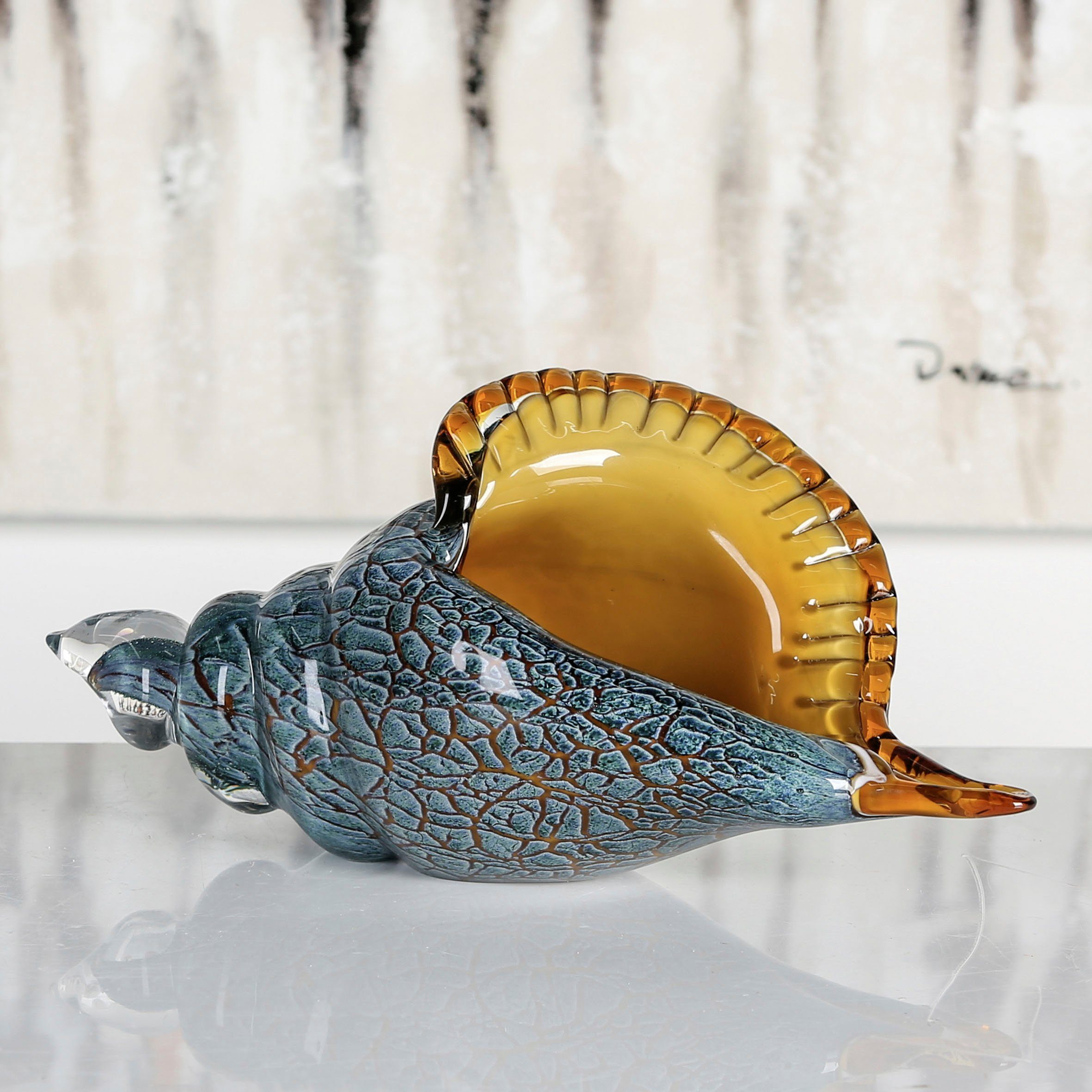 Casablanca by Gilde Decoratief object Sculptuur reuzenschelp Hoogte 13 cm, gekleurd glas, maritiem, woonkamer (1 stuk)