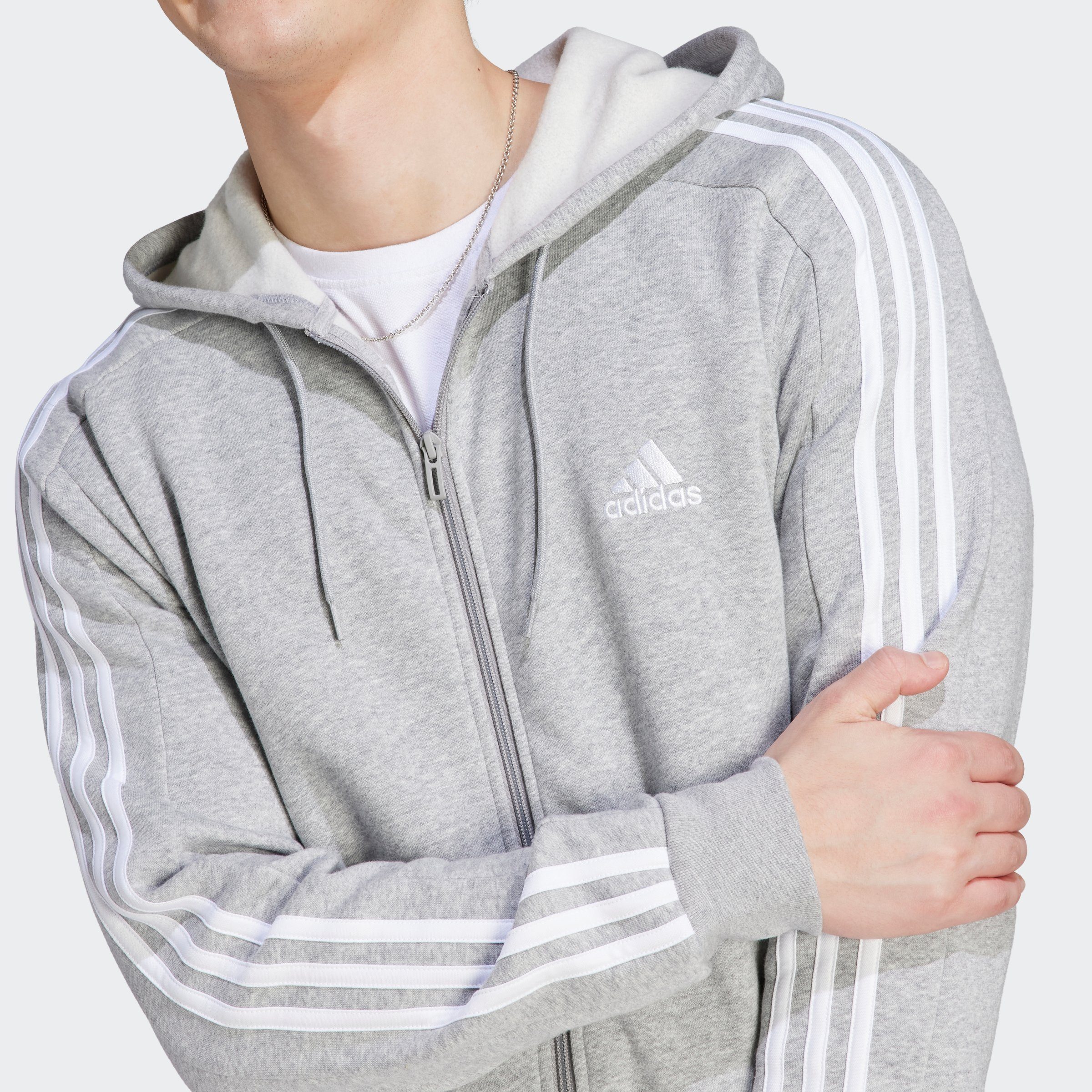 adidas Sportswear Capuchonsweatvest ESSENTIALS 3-STRIPES CAPUCHONJACK comfortabel materiaal van katoenmix (1-delig)