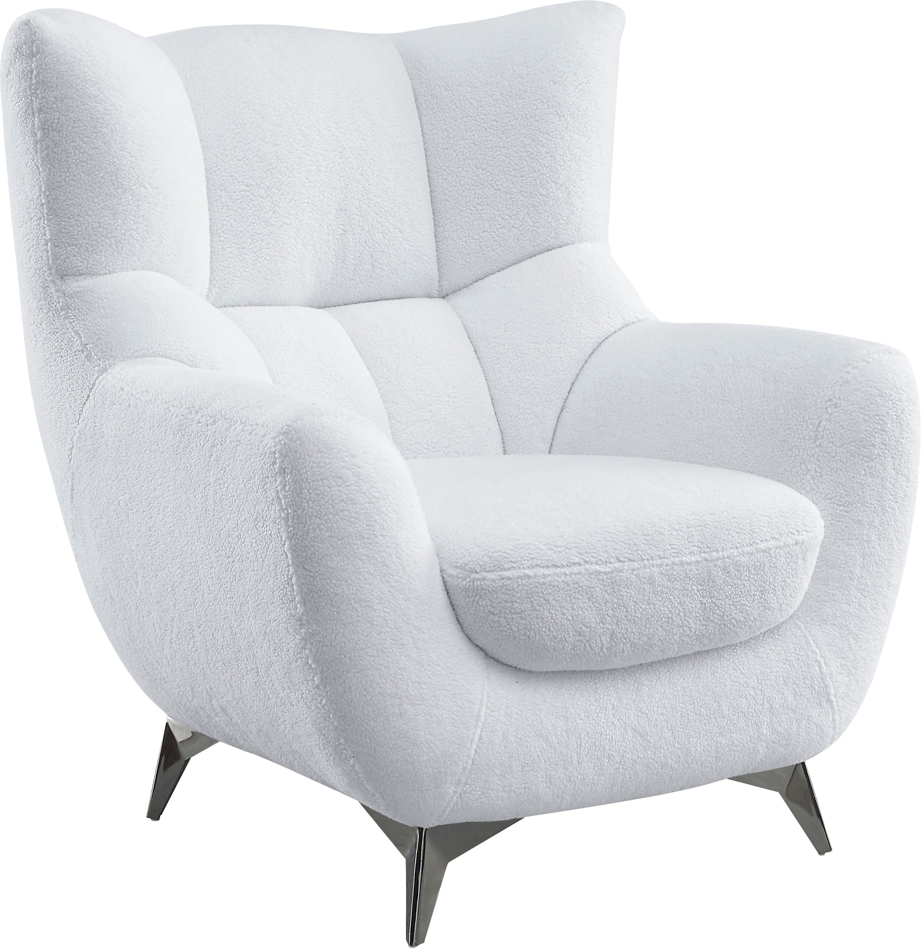 ATLANTIC home collection Fauteuil Shawn met binnenvering, trendy bekleding met teddy-look