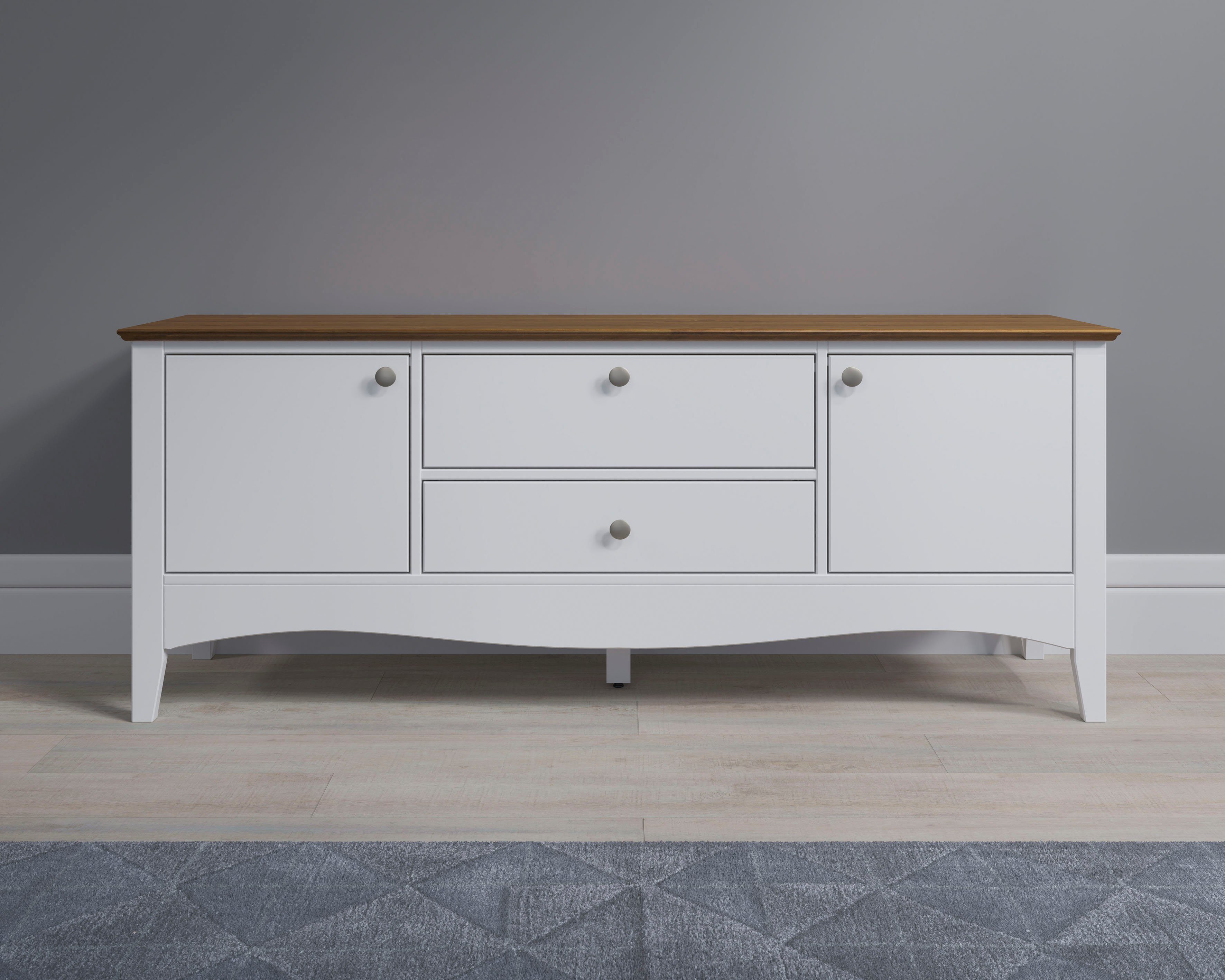 INTER-FURN Tv-meubel Lissabon Gedeeltelijk massief grenen, metalen grepen, BxHxD: 140x58x42 cm