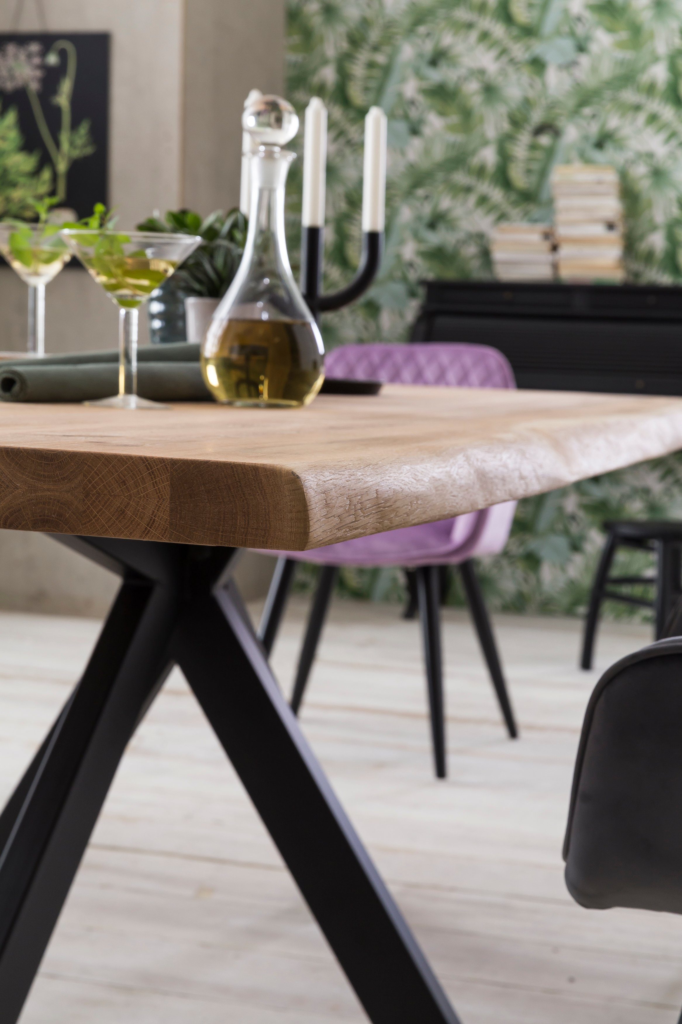 Home affaire Eettafel TRISTAN Massief wild eiken met echte boomrand
