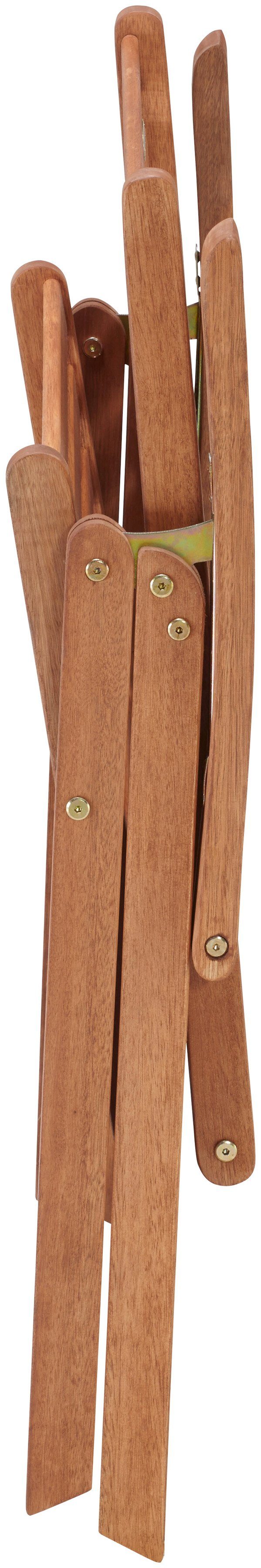 MERXX Tuinstoel Borkum, TOPSELLER! Eucalyptus, verstelbaar, bruin, incl. kussen (set, 2 stuks)