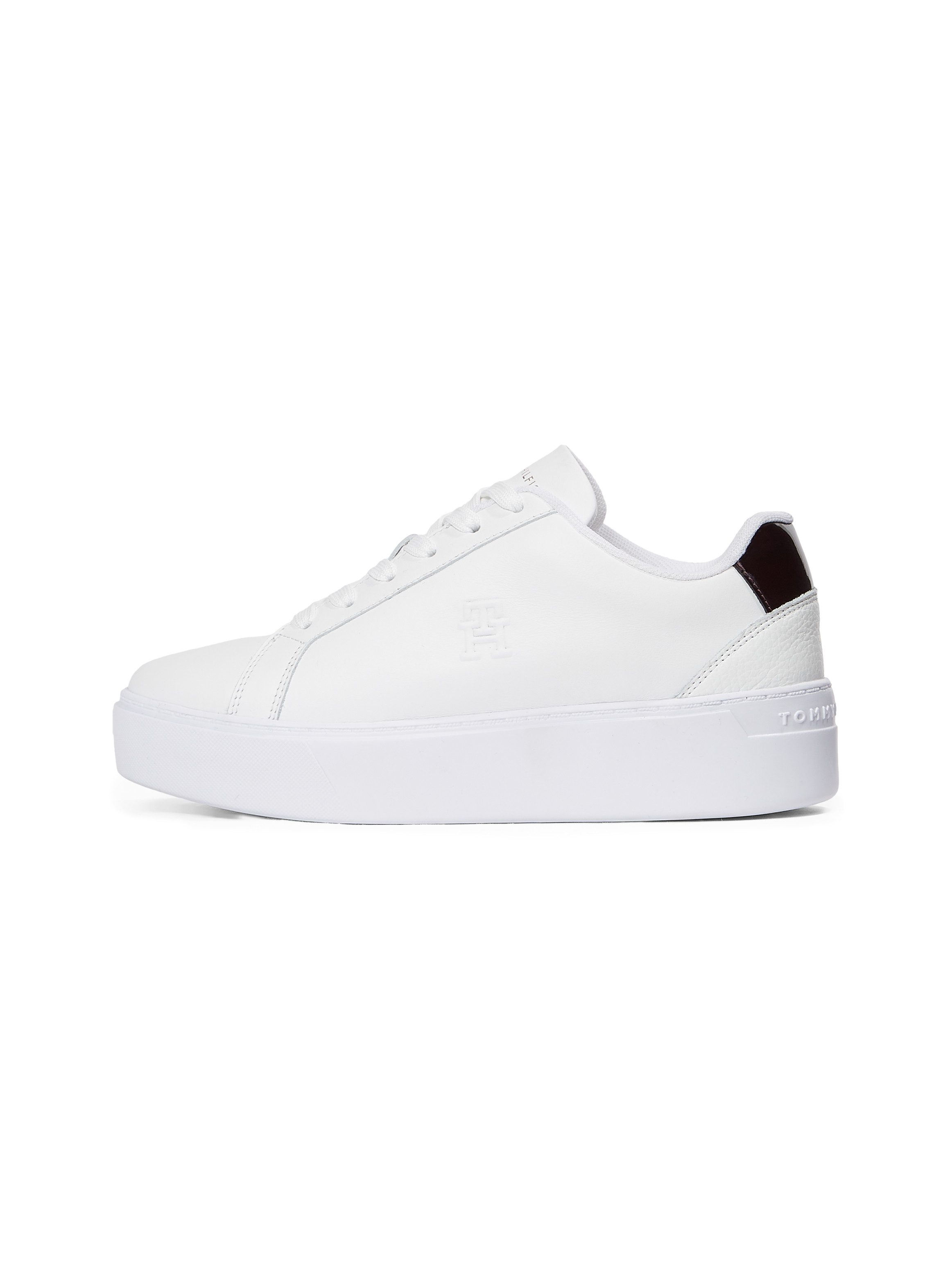 Tommy Hilfiger Plateausneakers TH PLATFORM COURT SNEAKER , vrijetijdsschoen, lage schoen, veterschoen, contrastafwerking aan de hak