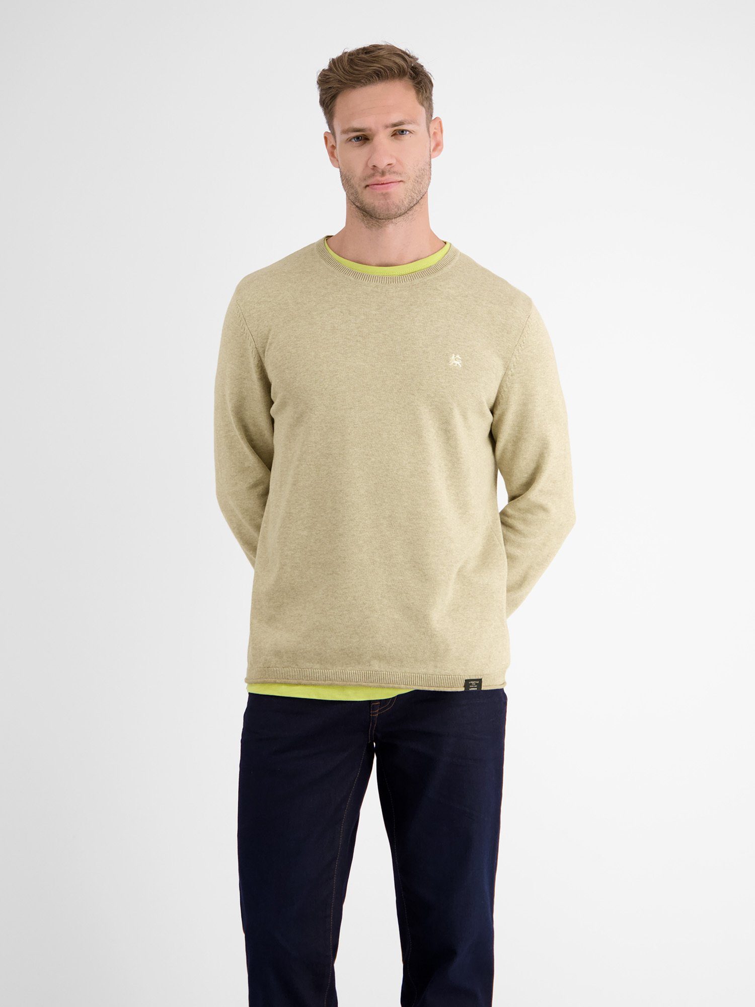 Lerros Gebreide trui LERROS ronde hals pullover, vlakbrei
