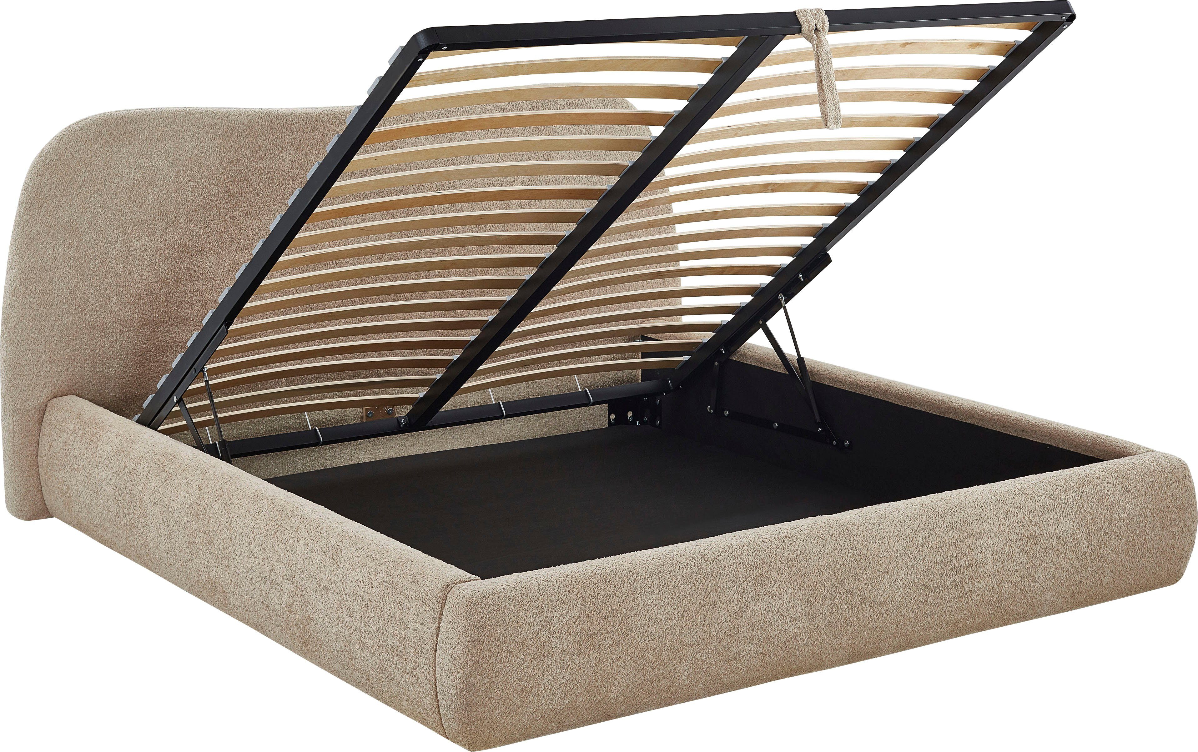 ATLANTIC home collection Gestoffeerd bed Sophie met of zonder opbergruimte, hoogwaardige bouclé bekleding