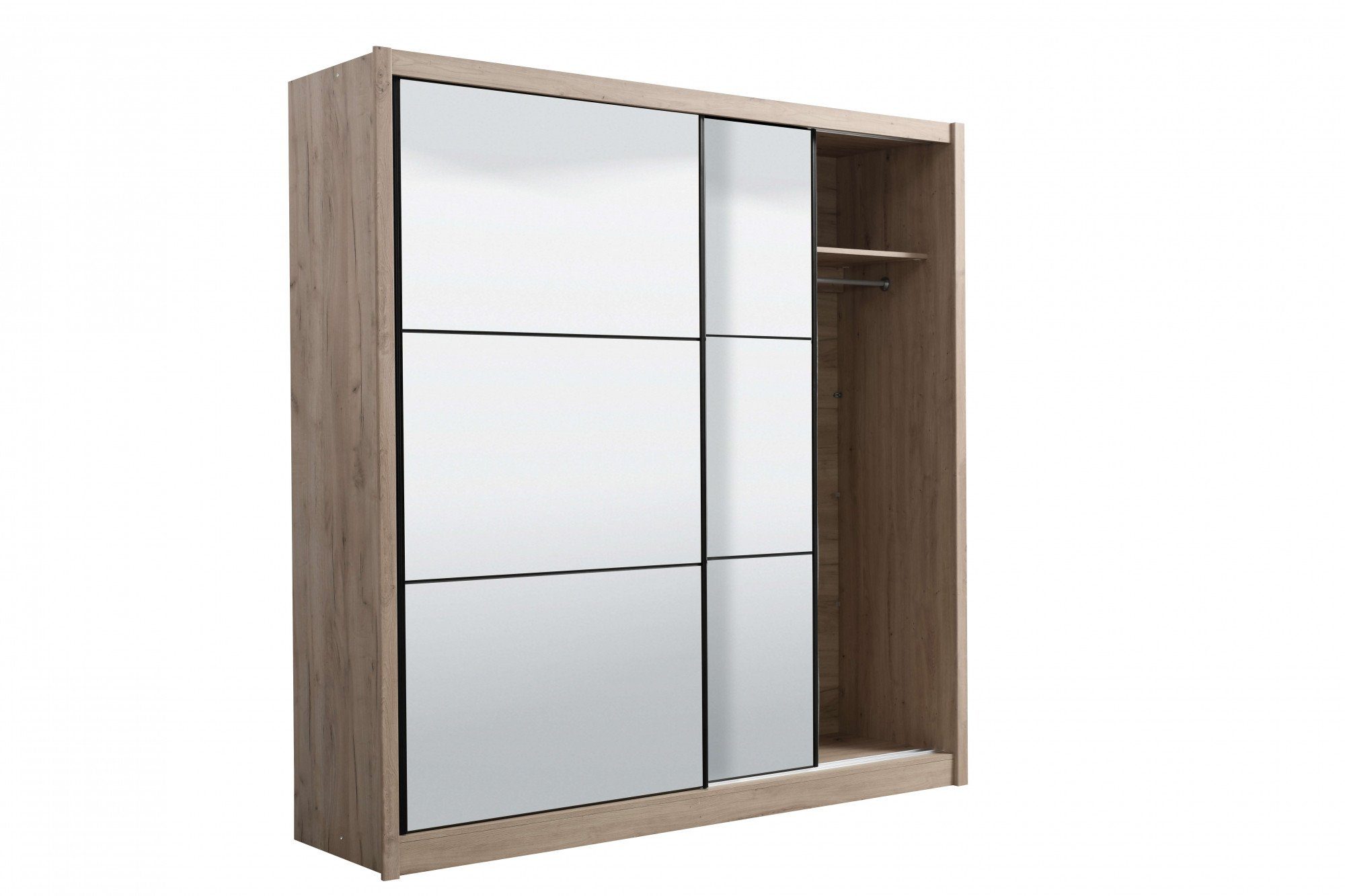 INOSIGN Schuifdeurkast Navara kledingkast met spiegel linnenkast met volledige spiegelfront, fsc®-gecertificeerd, 213,5x215,5x61cm