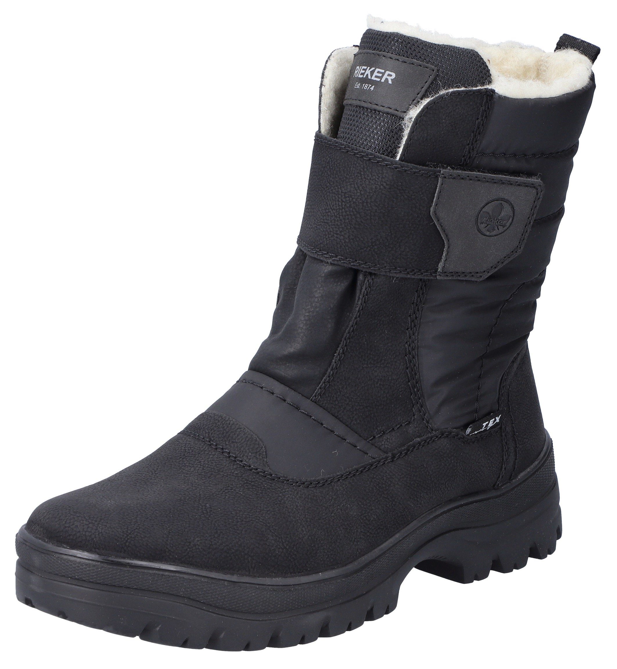 Rieker Winterlaarzen velcro boots with lambswool lining, flip grip sole and tex membrane