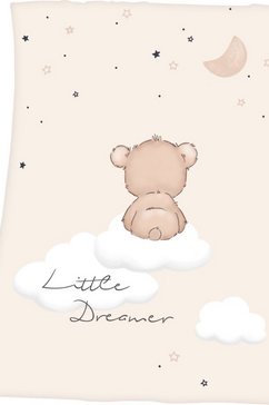 baby best babydeken little dreamer met schattig teddy-ontwerp beige