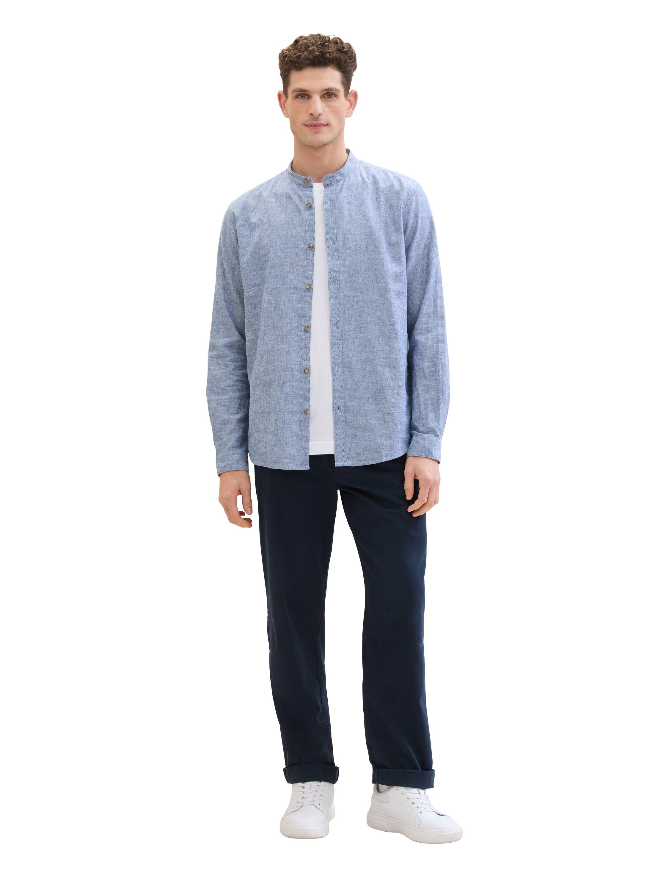 Tom Tailor Overhemd met lange mouwen met blauw detail aan de kraag