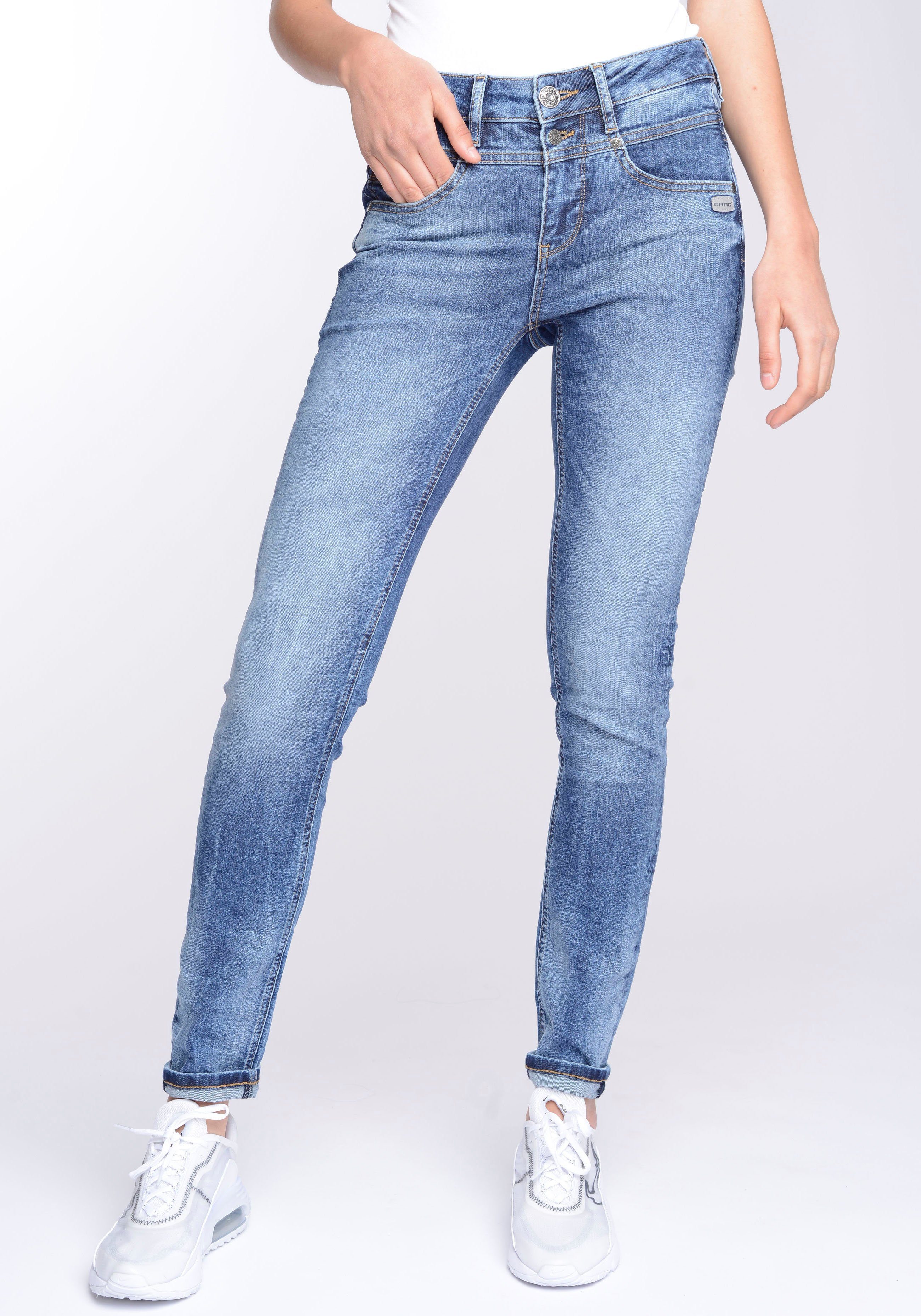 GANG Skinny fit jeans 94MORA met 3-knoopsluiting en pas voor