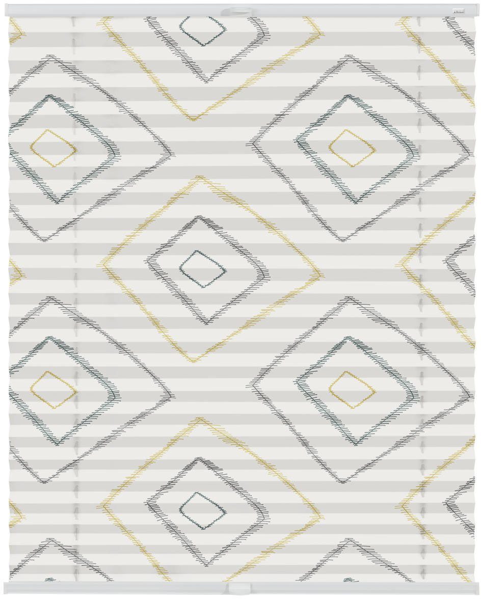 LICHTBLICK Plissé Klemmfix, zonder boren, ondoorzichtig, Stripy boho Rectangle (1 stuk)