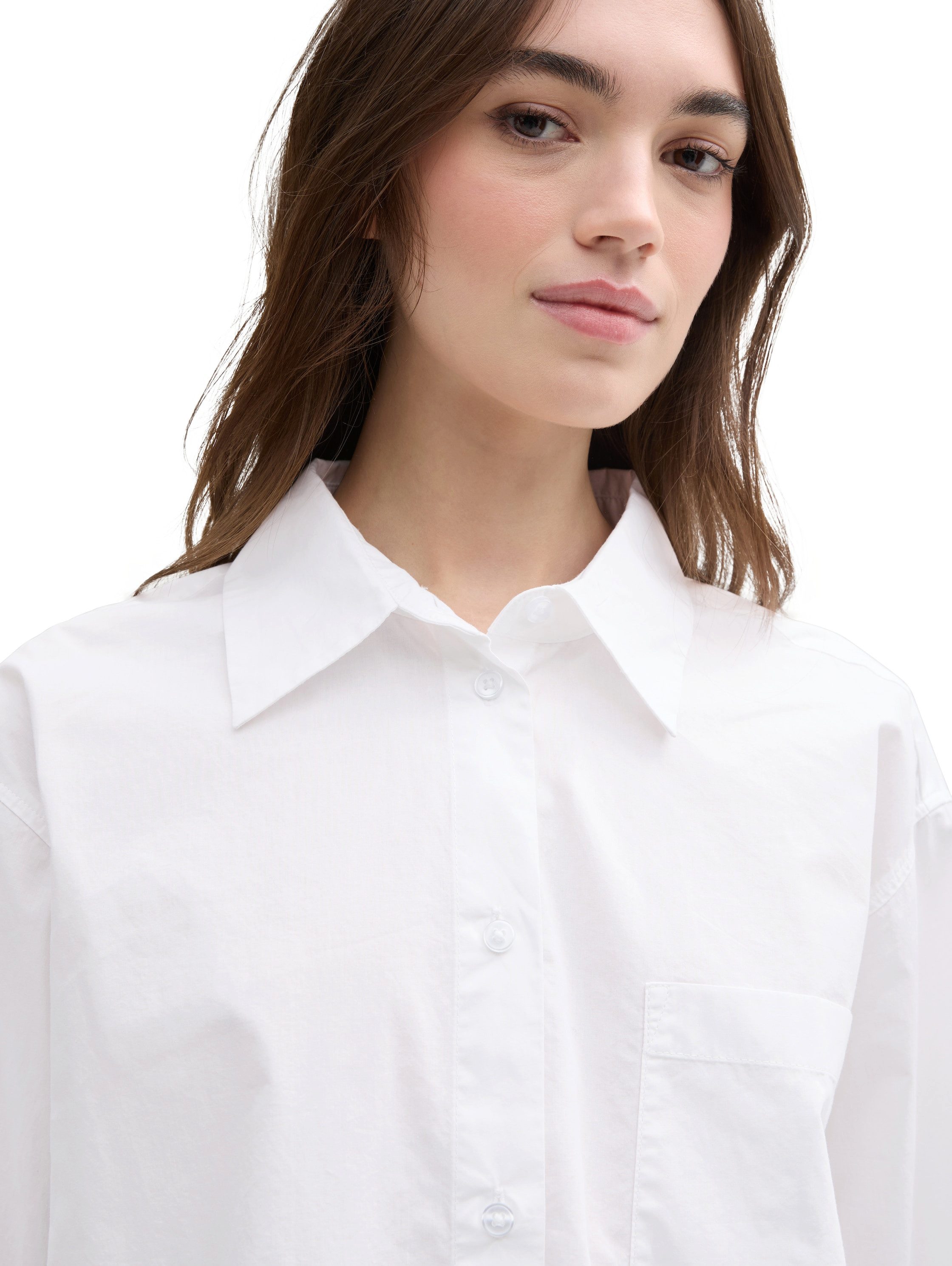 Tom Tailor Denim Blouse met lange mouwen met borstzak