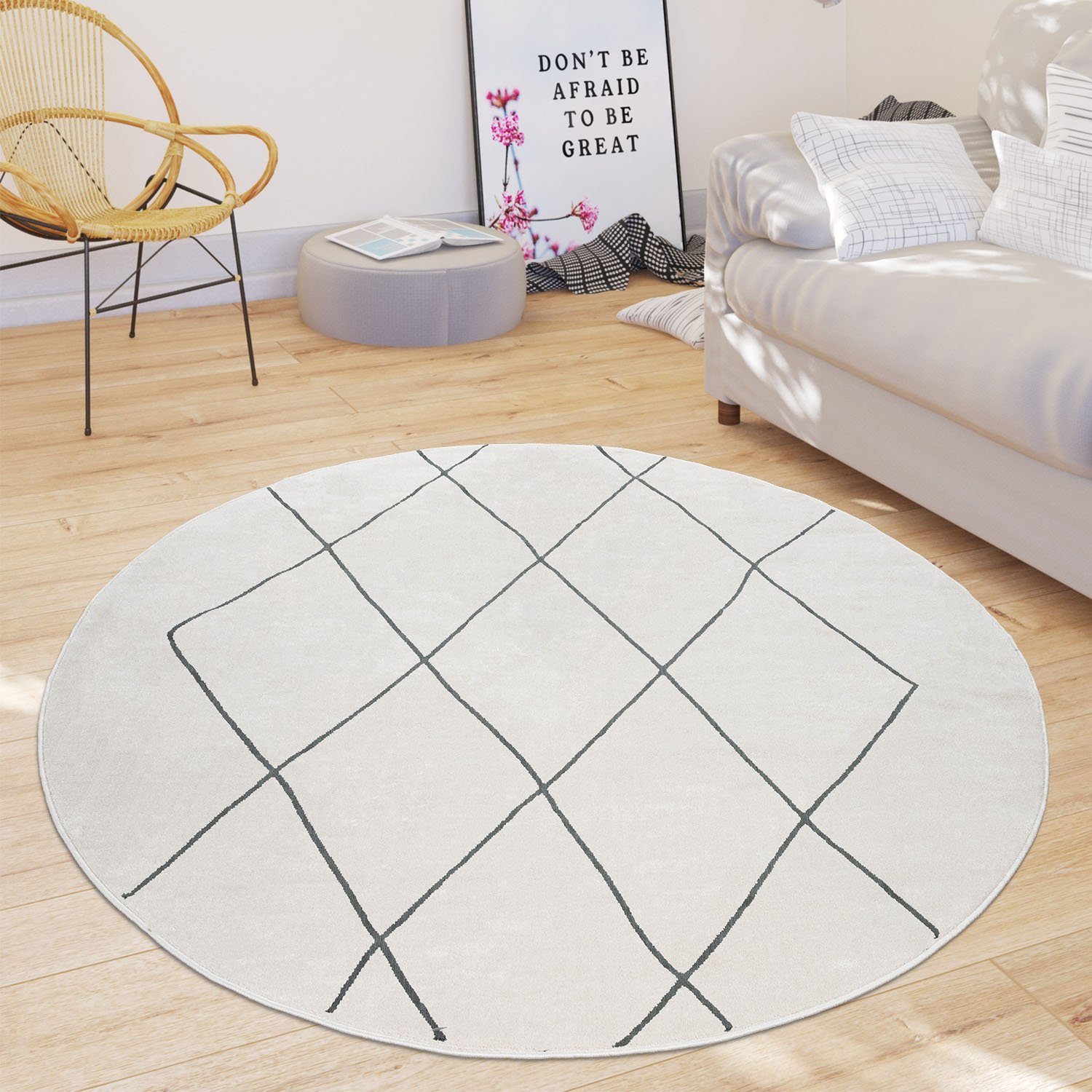 Paco Home Vloerkleed Haral 786 Korte pool, Scandinavisch design, ruitenmotief
