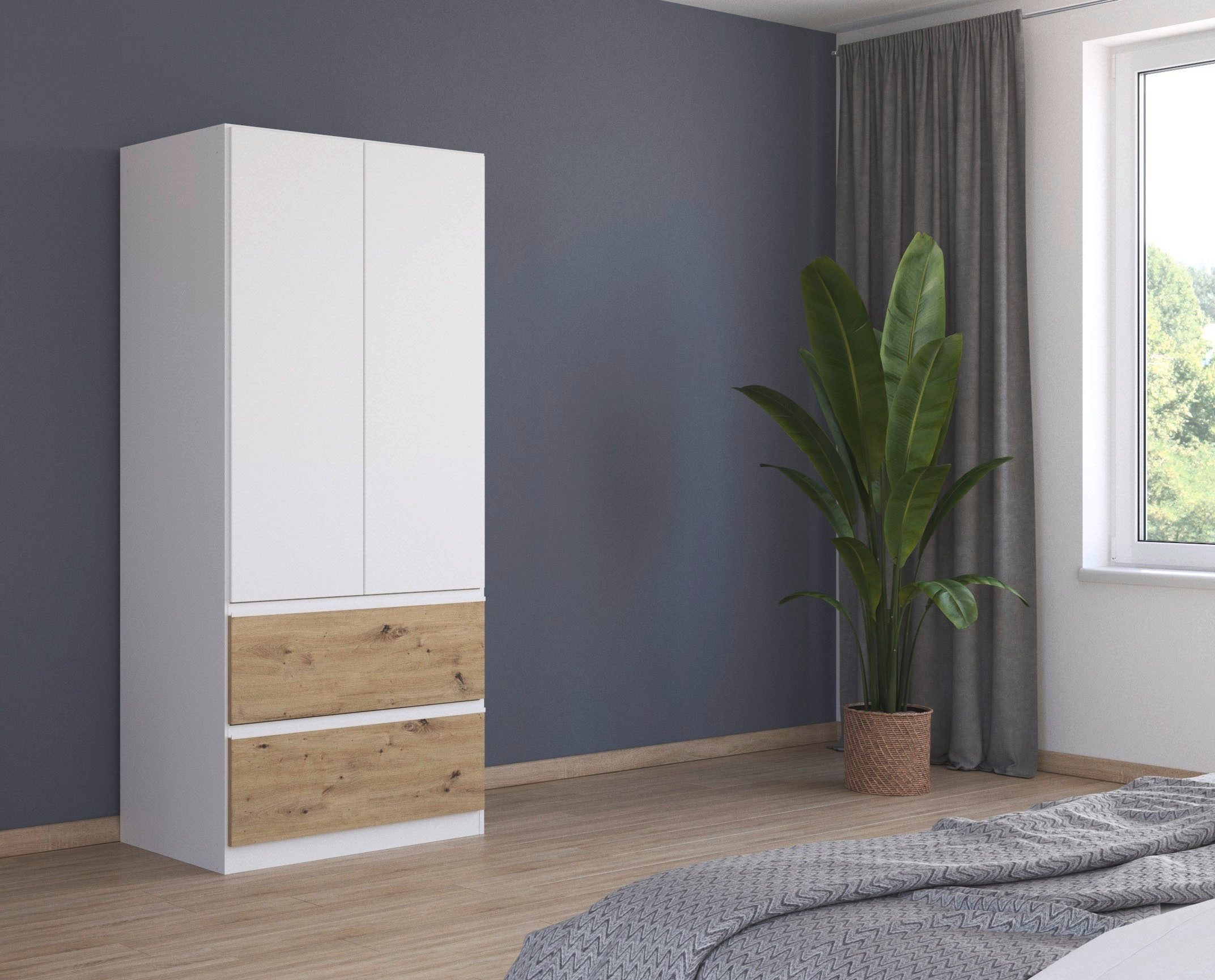 rauch Draaideurkast Kledingkast Kast Garderobe Wasmand COSTA in 3 Breedtes veel ruimte, greeploze front en push-to-open functie made in germany