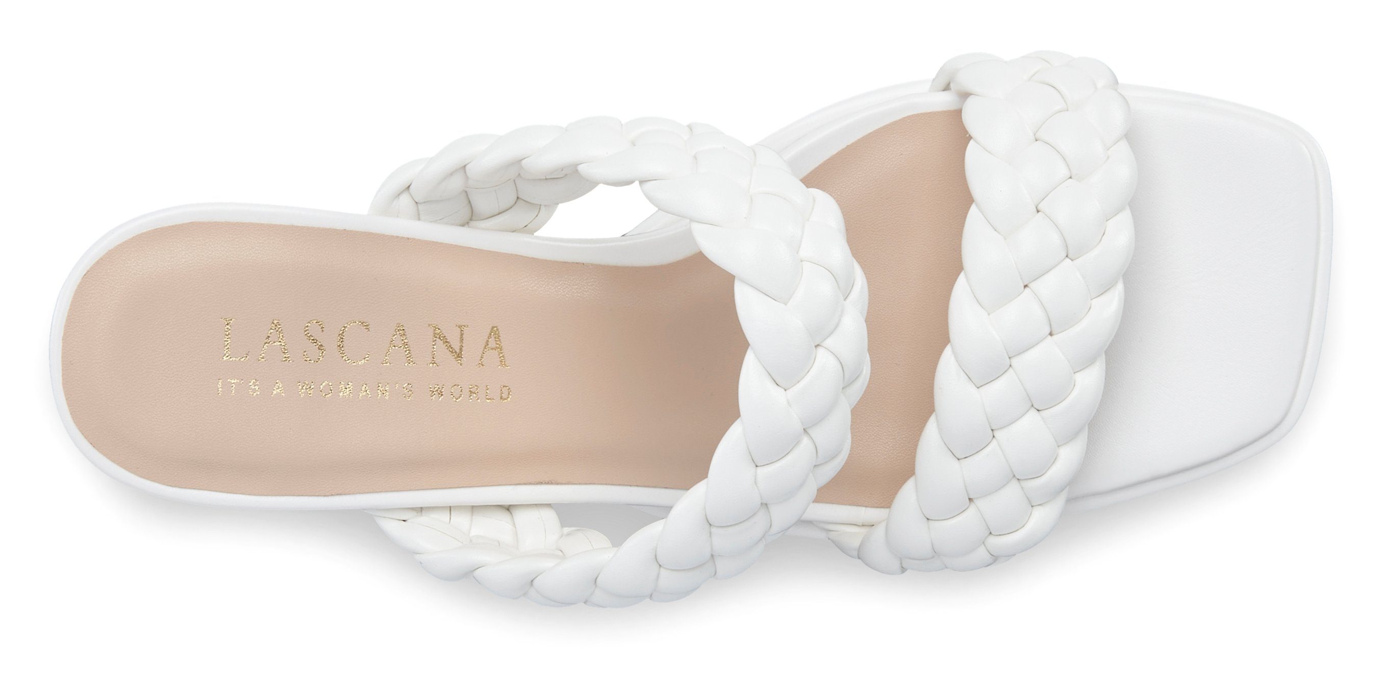 Lascana Slippers Mule, sandaal, open schoen, verfijnde bandjes in vlechtontwerp