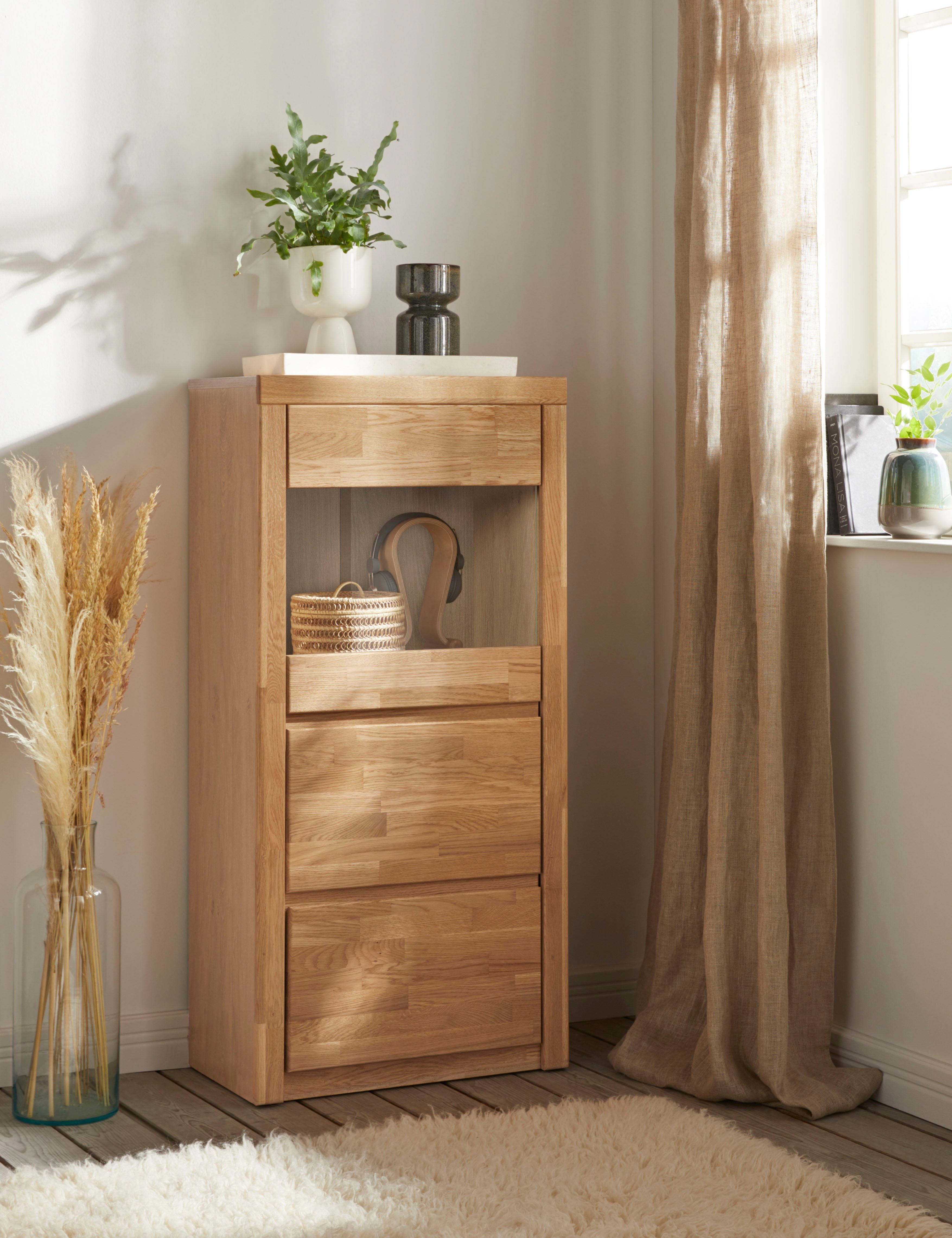 Home affaire Vitrinekast Silkeborg mooie greeploze look, gedeeltelijk massief