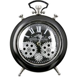 casablanca by gilde staande klok transmissie, zwart - zilver wekkermodel, hoogte 25 cm, rond, romeinse cijfers, woonkamer (1 stuk) zwart
