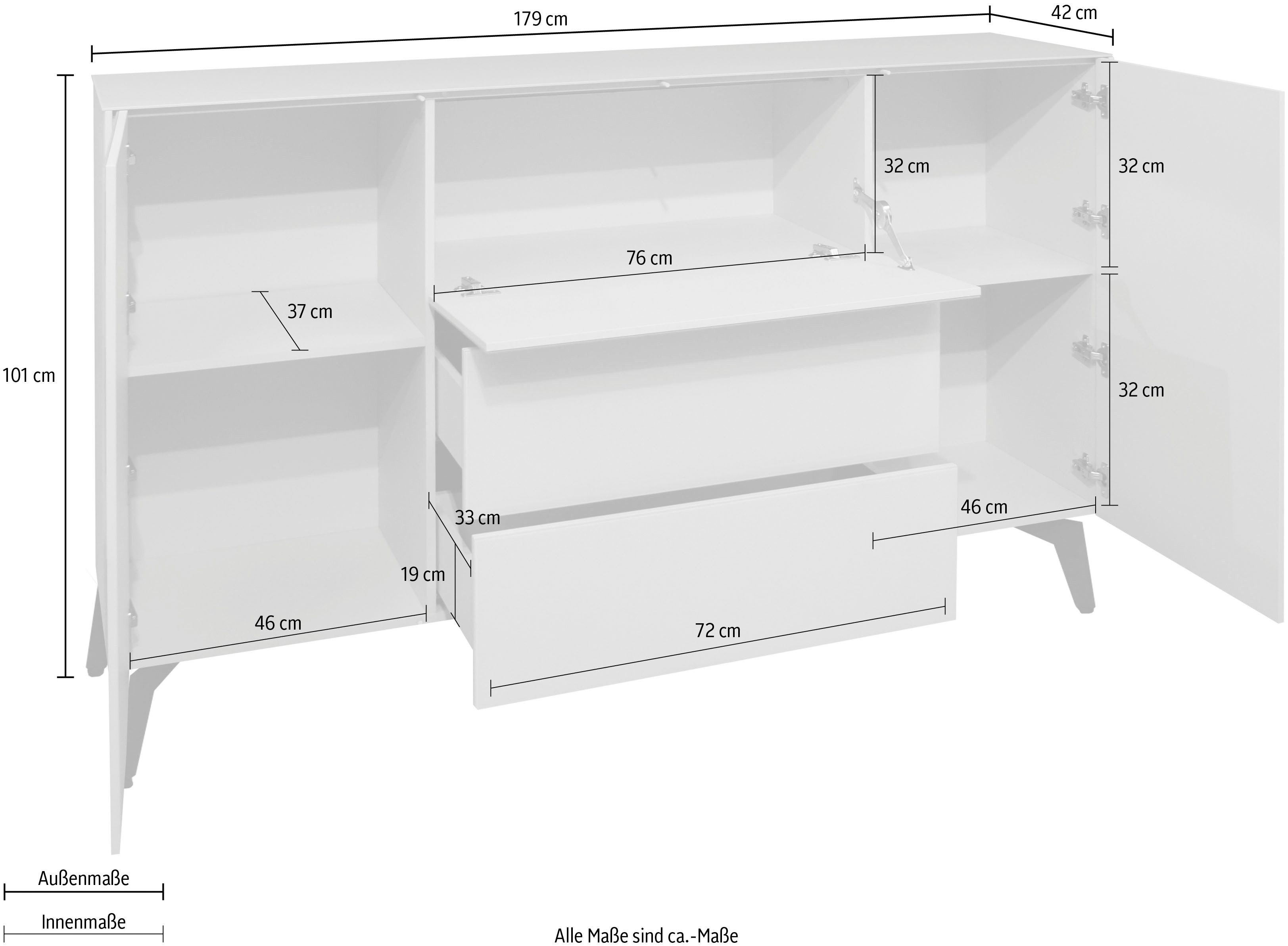 Mäusbacher Kast Imola BESTSELLER! Commode met glasfront en glazen bovenblad