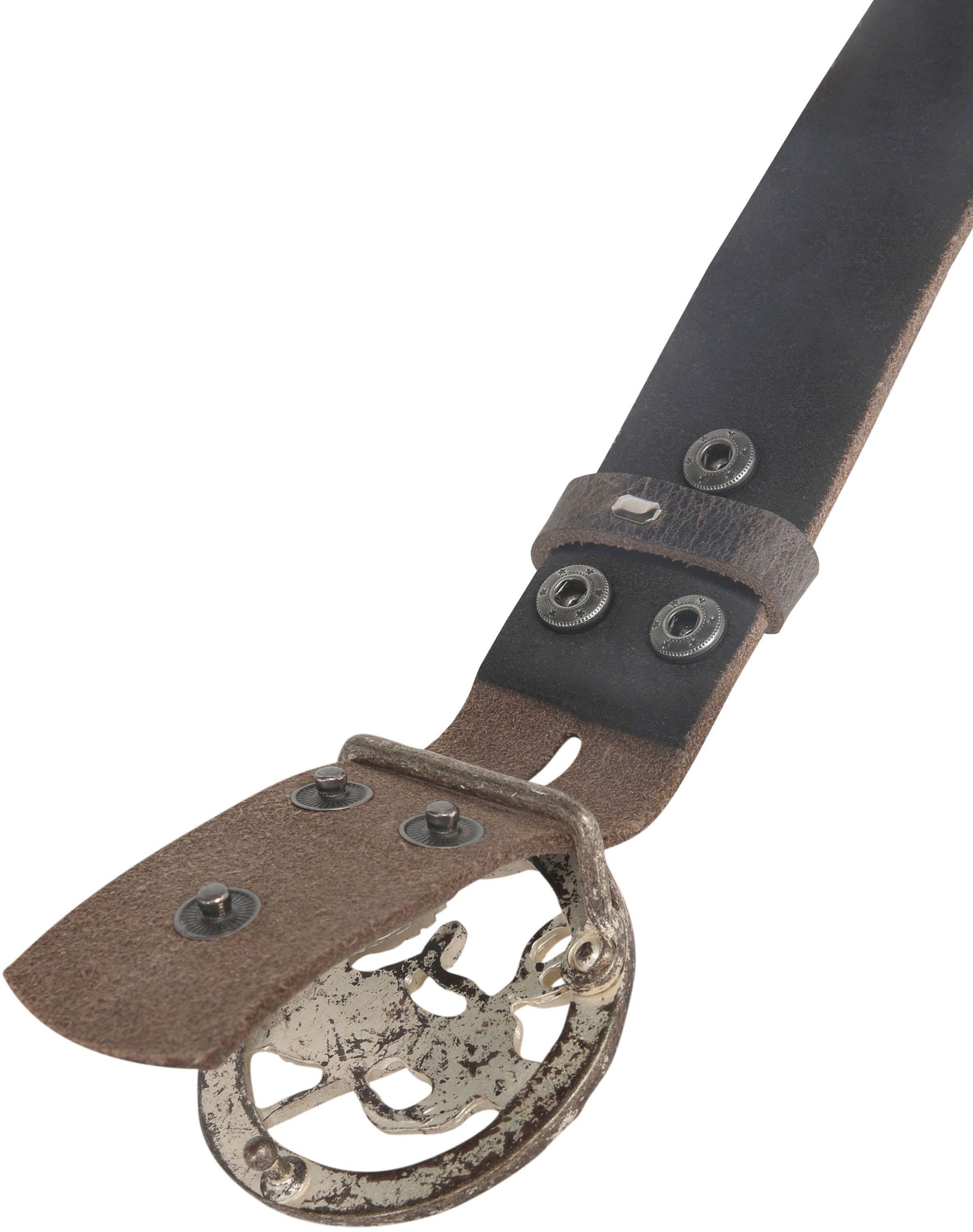 RETTUNGSRING by showroom 019° Leren riem met neptun-koppelgesp, antieke look