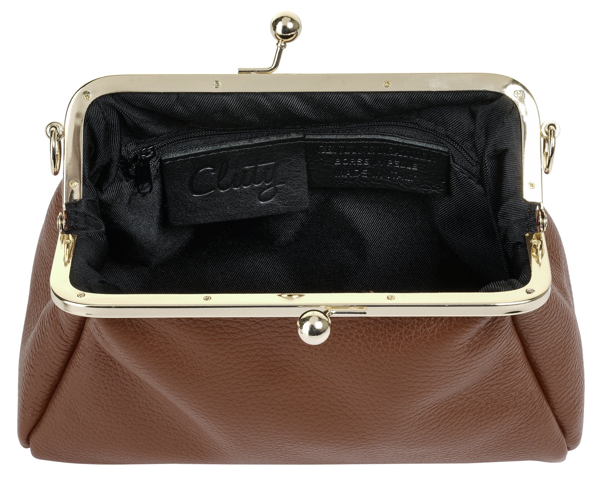 Cluty Avondtasje echt leer, made in italy