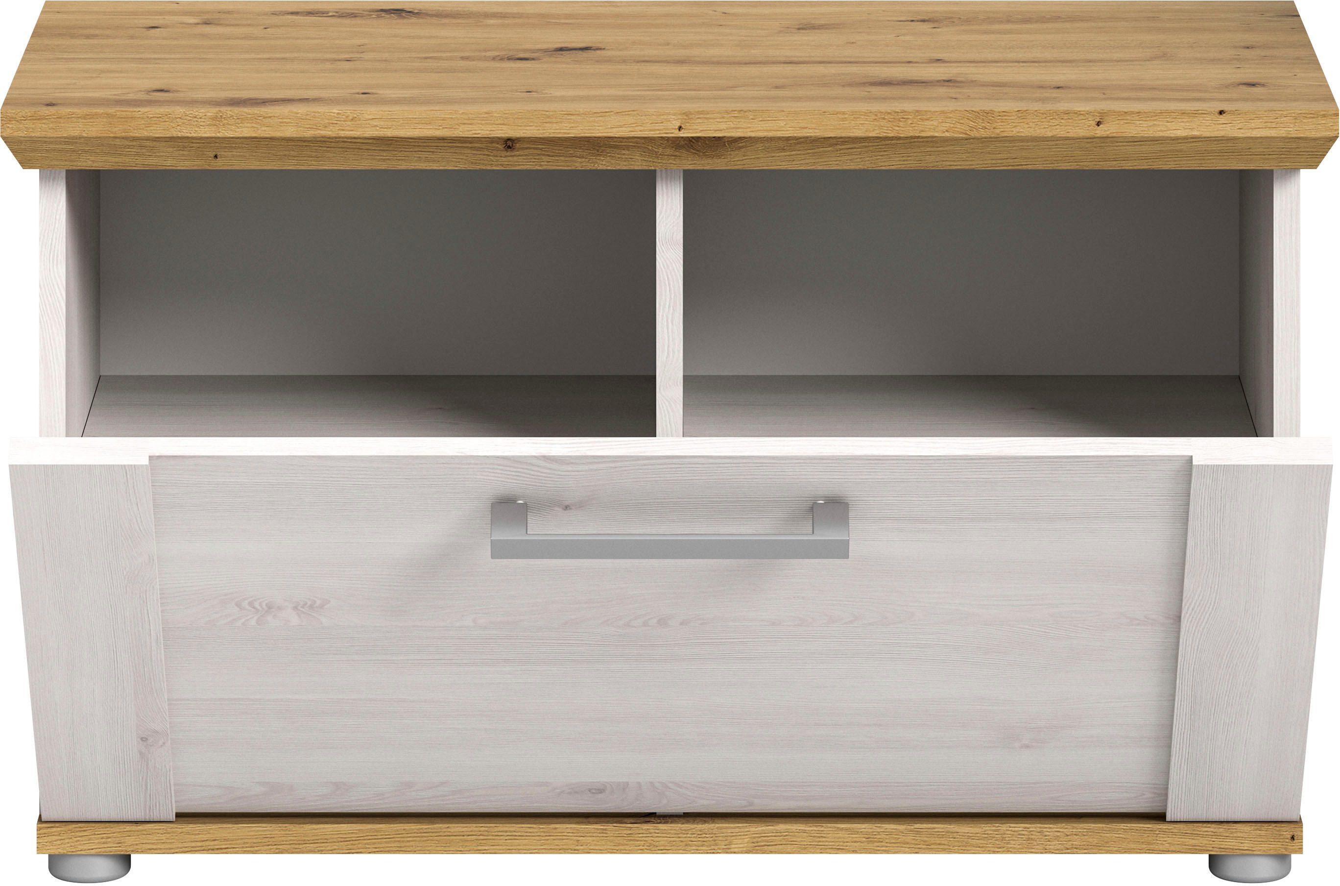 Home affaire Zitbank Cosenza, Breedte 80 cm, 1 Deurtje, 2 Planken, 2-kleurig in landelijke stijl, bank, schoenenbank, garderobenbank, halbank