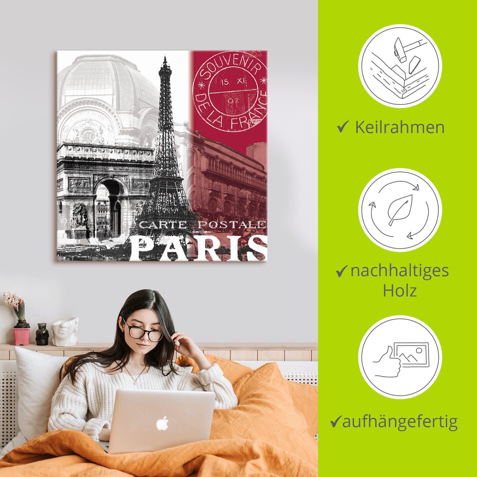 Artland Artprint Paris als artprint van aluminium, artprint voor buiten, artprint op linnen in verschillende maten