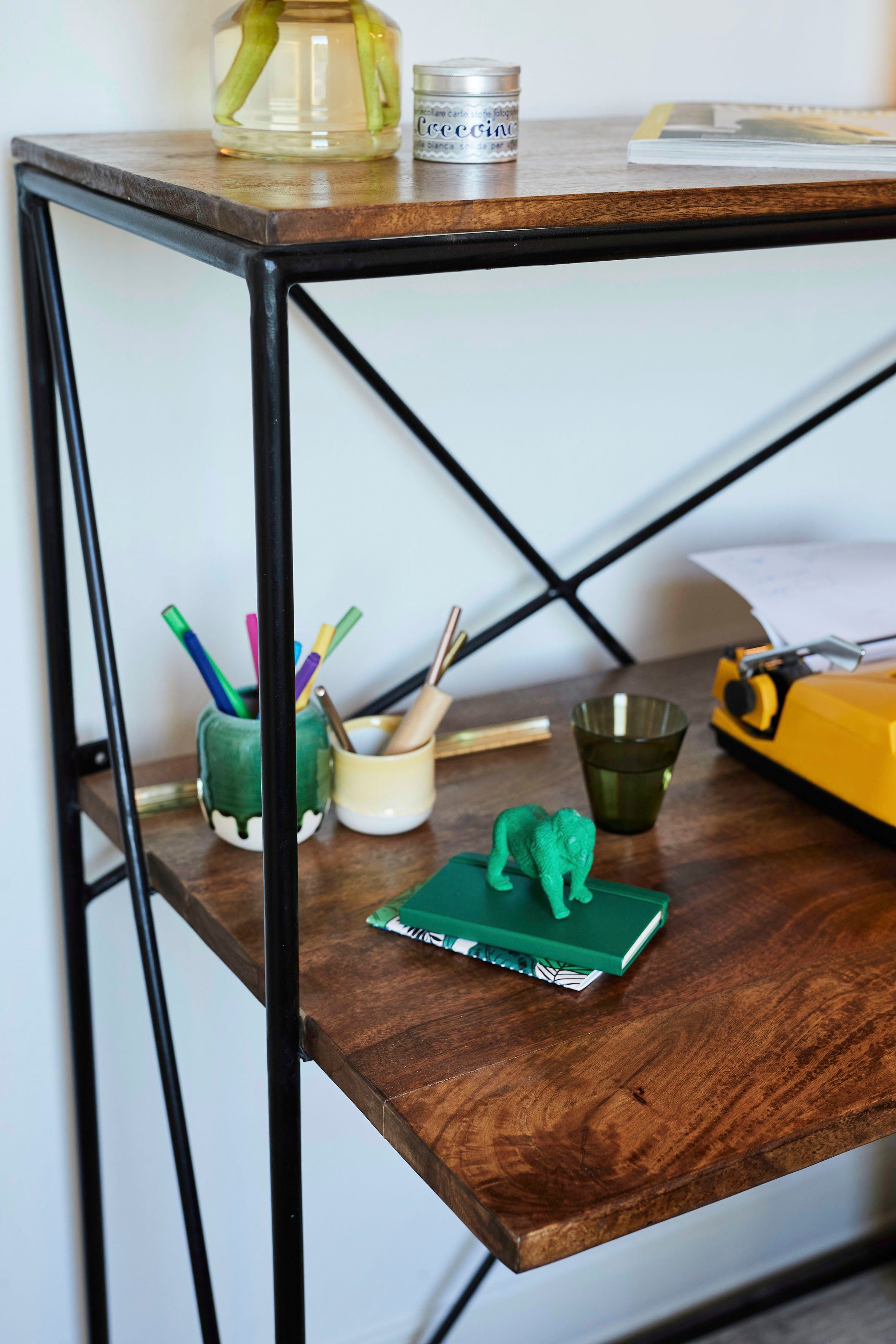 TOM TAILOR HOME Secretaire T-NEST SHELF OFFICE LOW middelhoog, open bureaurek, van mangohout en metaal