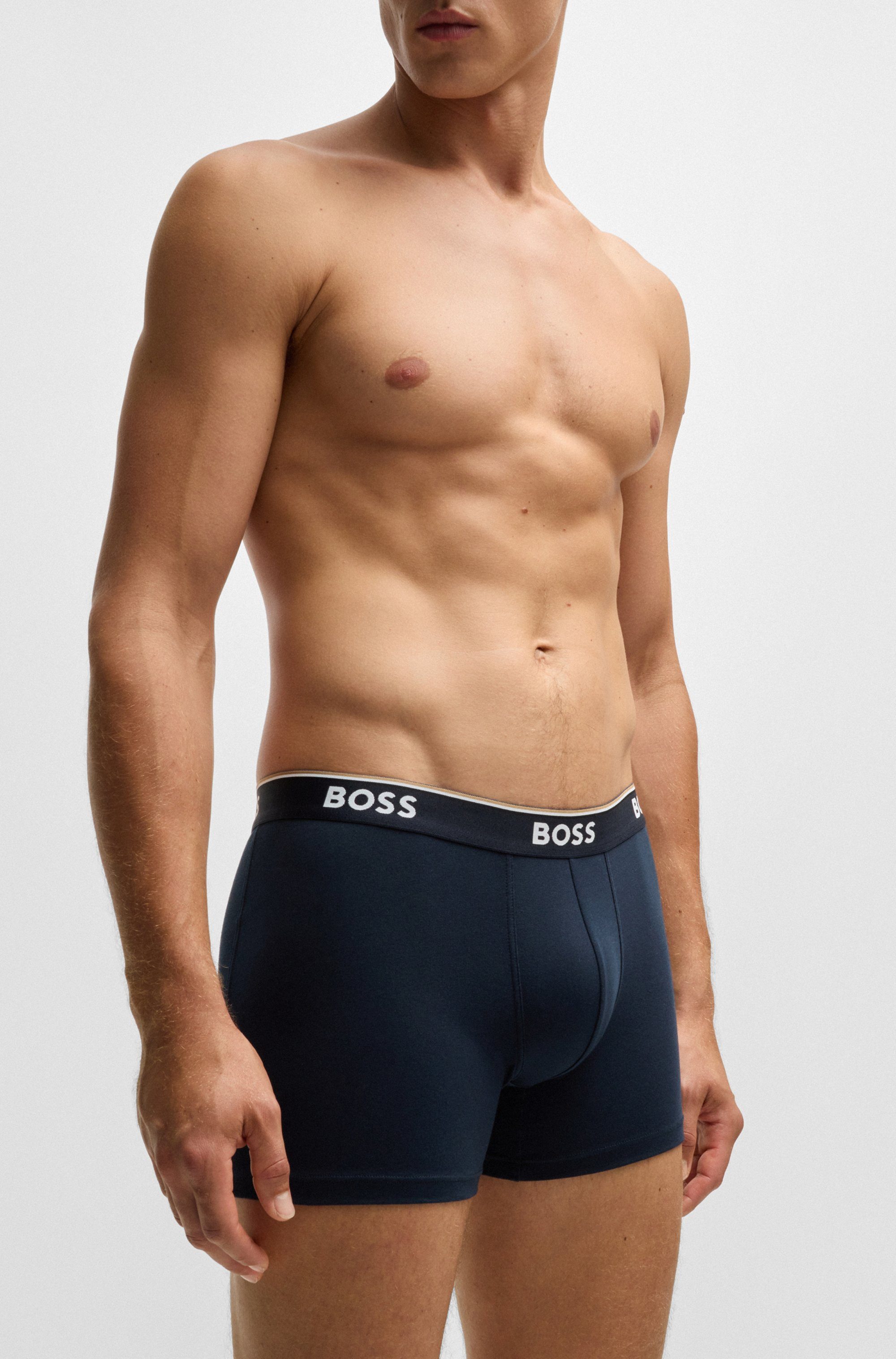 BOSS Lange boxershort BRIEF 3 PACK met in kleur bijpassende weefband (3 stuks)