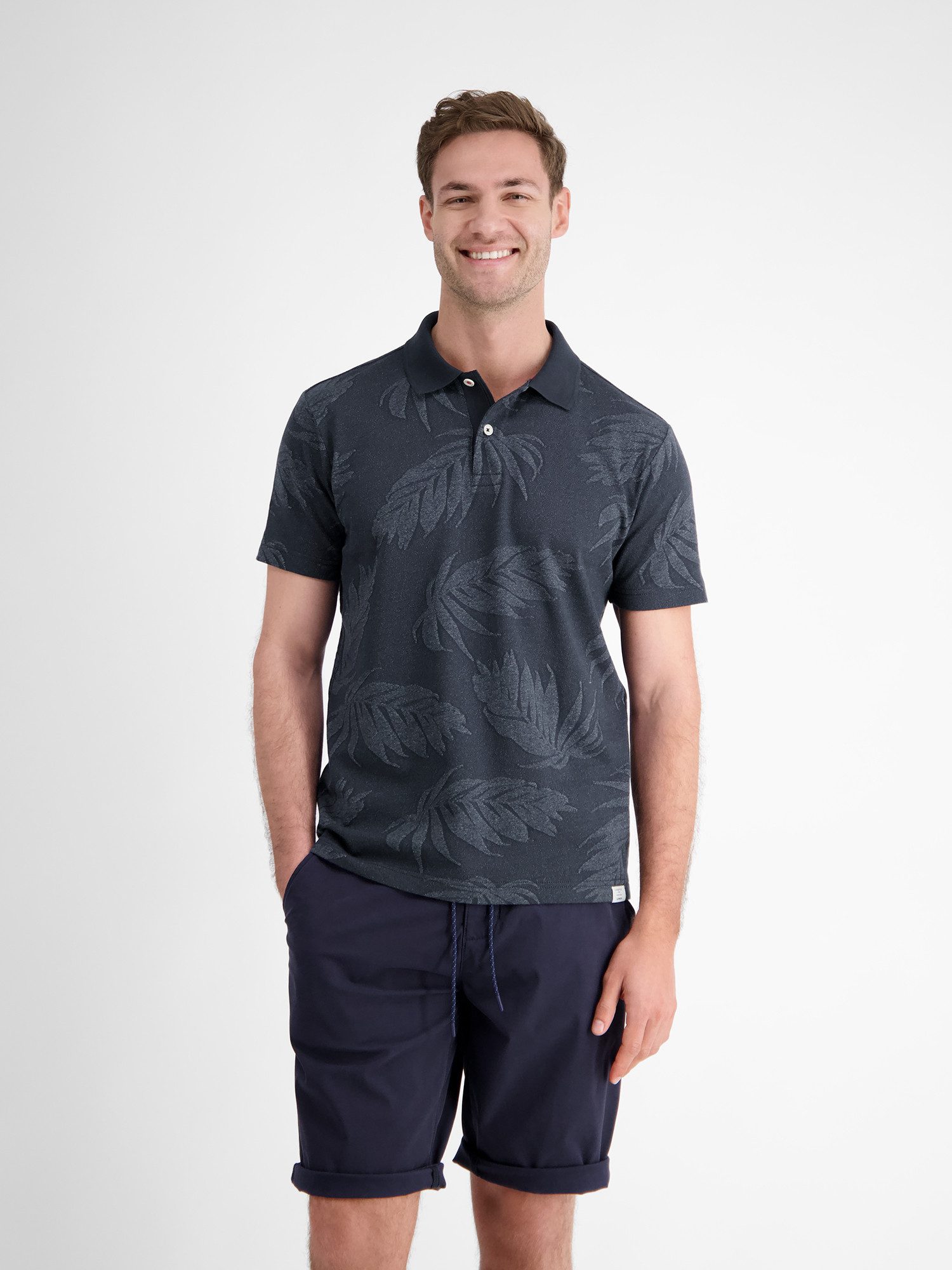 Lerros Poloshirt LERROS jacquard poloshirt voor heren