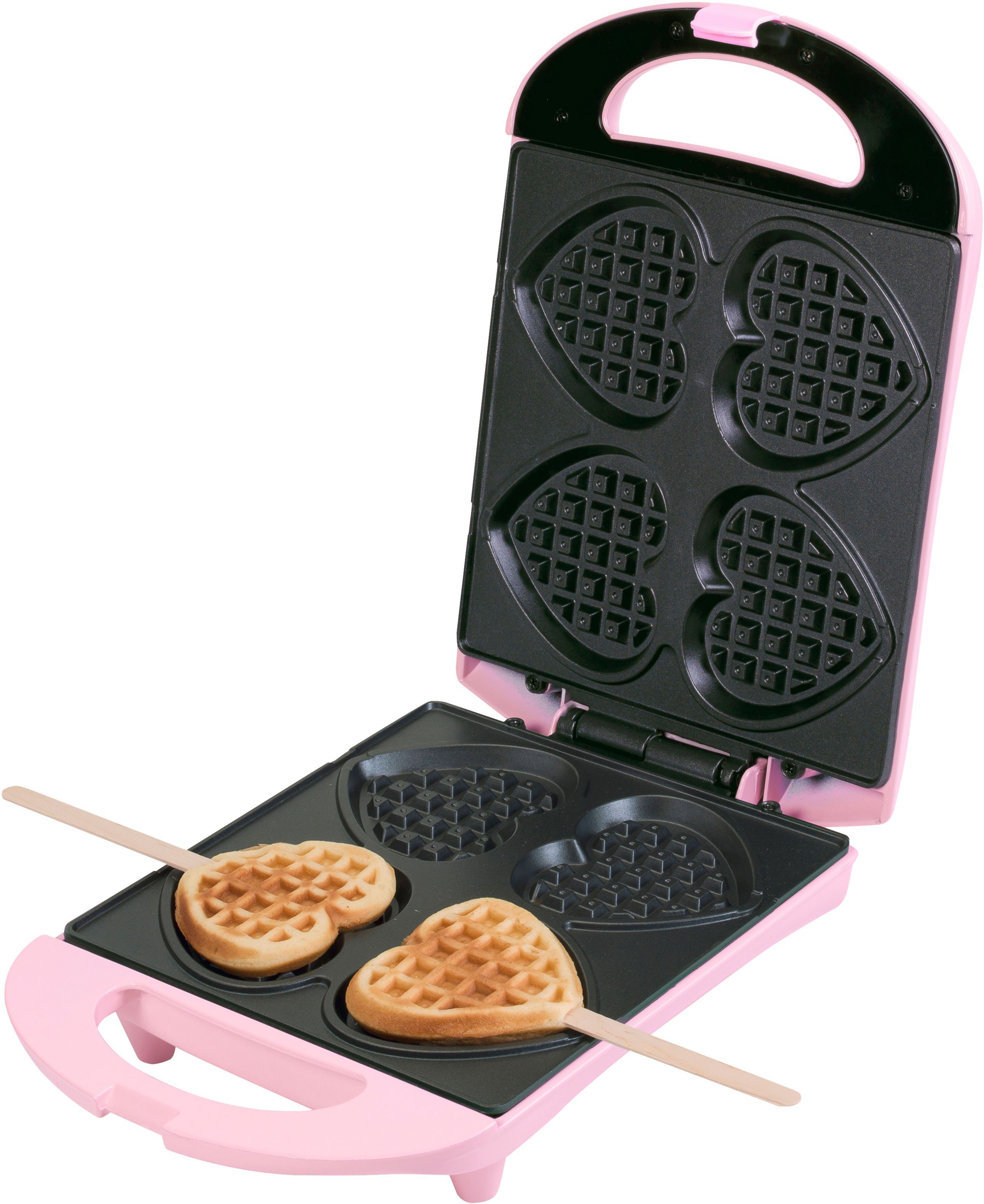 bestron Wafelijzer DSW271 voor hartwafels aan een stok voor hartvormige wafels aan een stokje, retrodesign