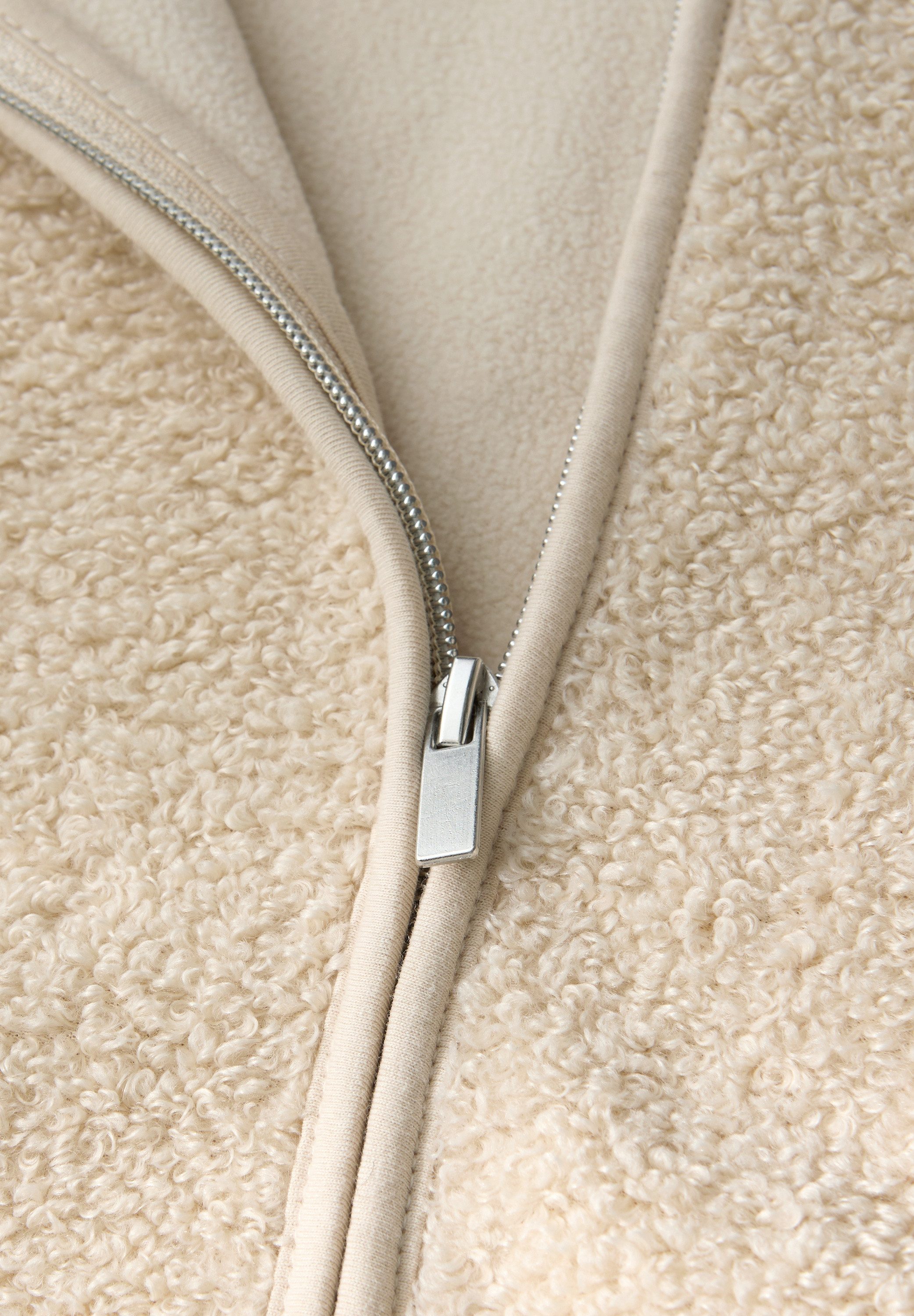 STREET ONE Gebreid fleecejack Teddy-jas met capuchon en ritssluiting