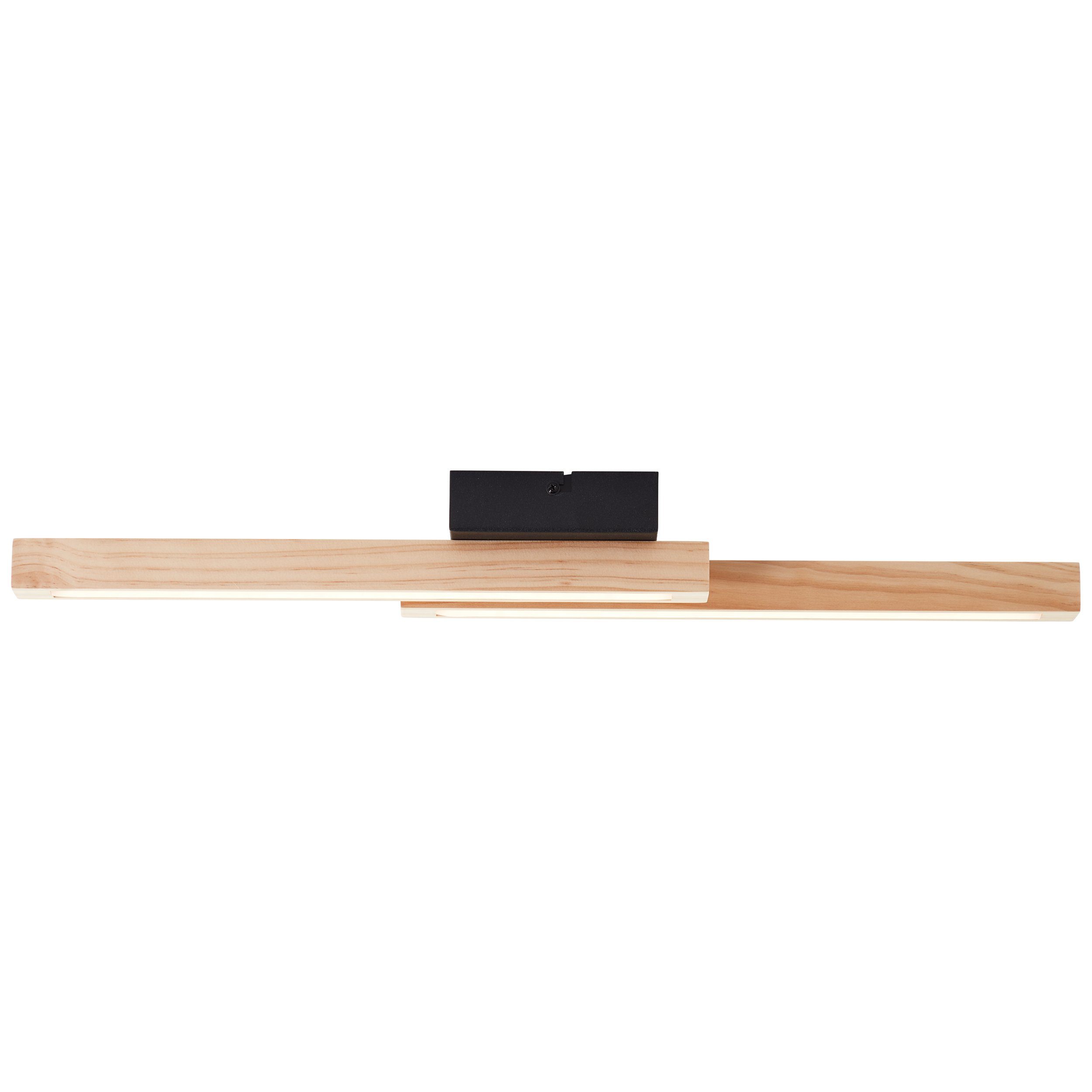 Brilliant Leuchten Led-plafondlamp Arion 62 x 7 x 12 cm, 1500 lumen, 3000 k, hout/metaal, zwart/licht hout (1 stuk)