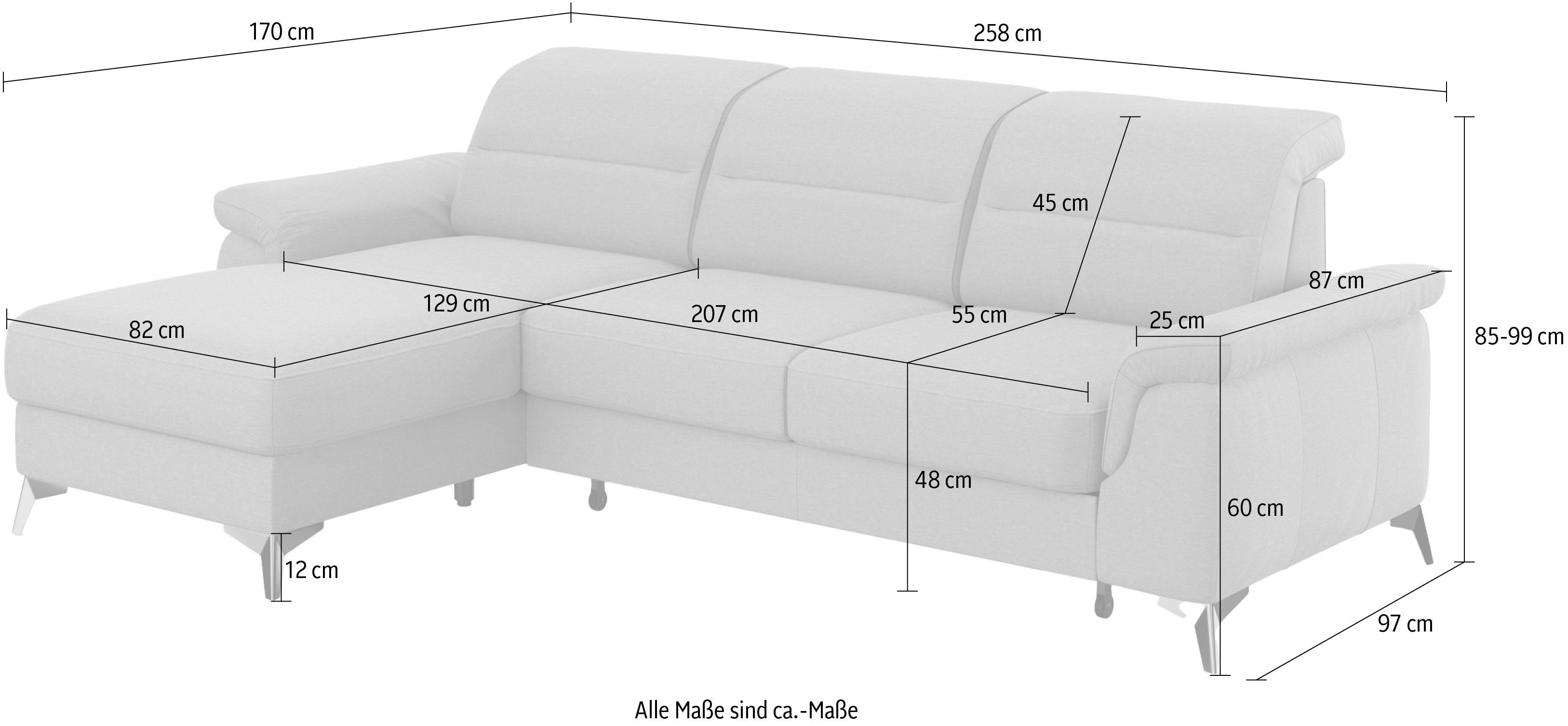 sit&more Hoekbank Sinatra L-vorm met récamier, optioneel met verstelbare hoofdsteun en armleuning