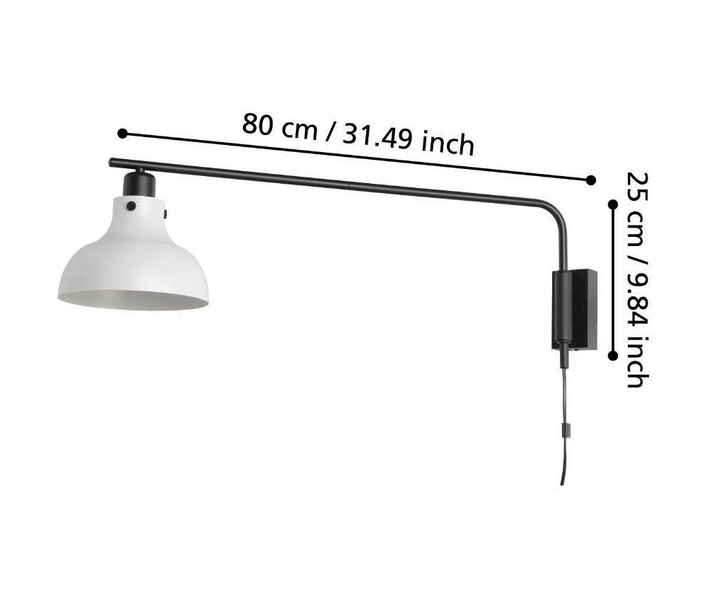 EGLO Wandlamp MATLOCK Wandlamp met draaibare arm van metaal in grijs en zwart, E27 fitting (1 stuk)