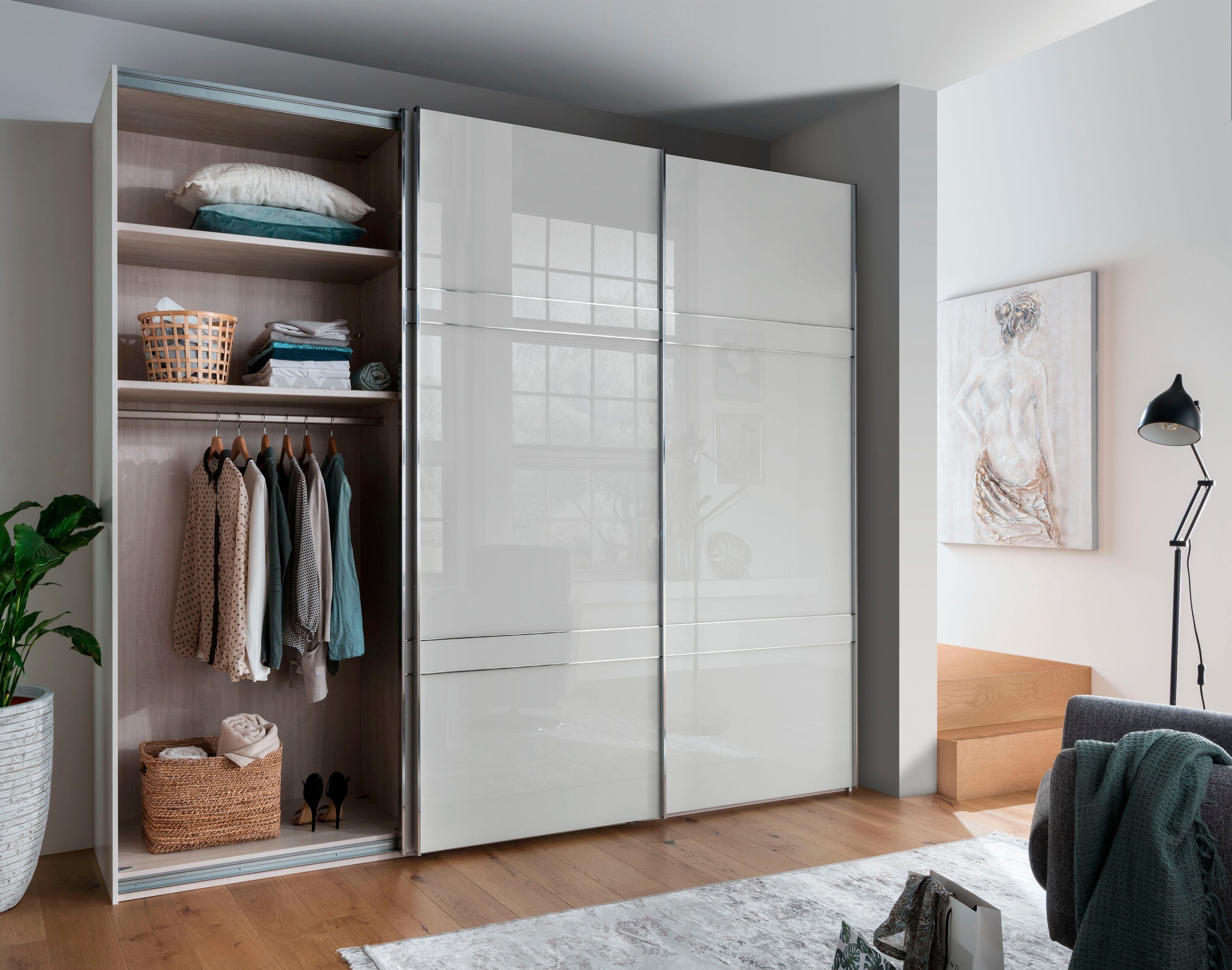 WIEMANN Zweefdeurkast Rialto hoogwaardig glazen front met dwarsbalken