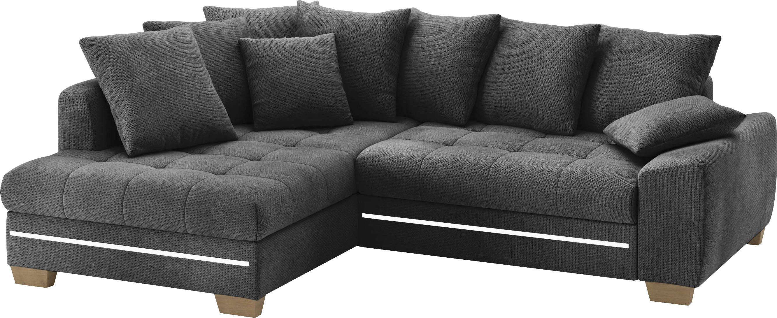 Mr. Couch Hoekbank Nikita II, L-vorm met koudschuim, rgb-led-verlichting, optioneel met bed, bedlade zwart, hoekbanken