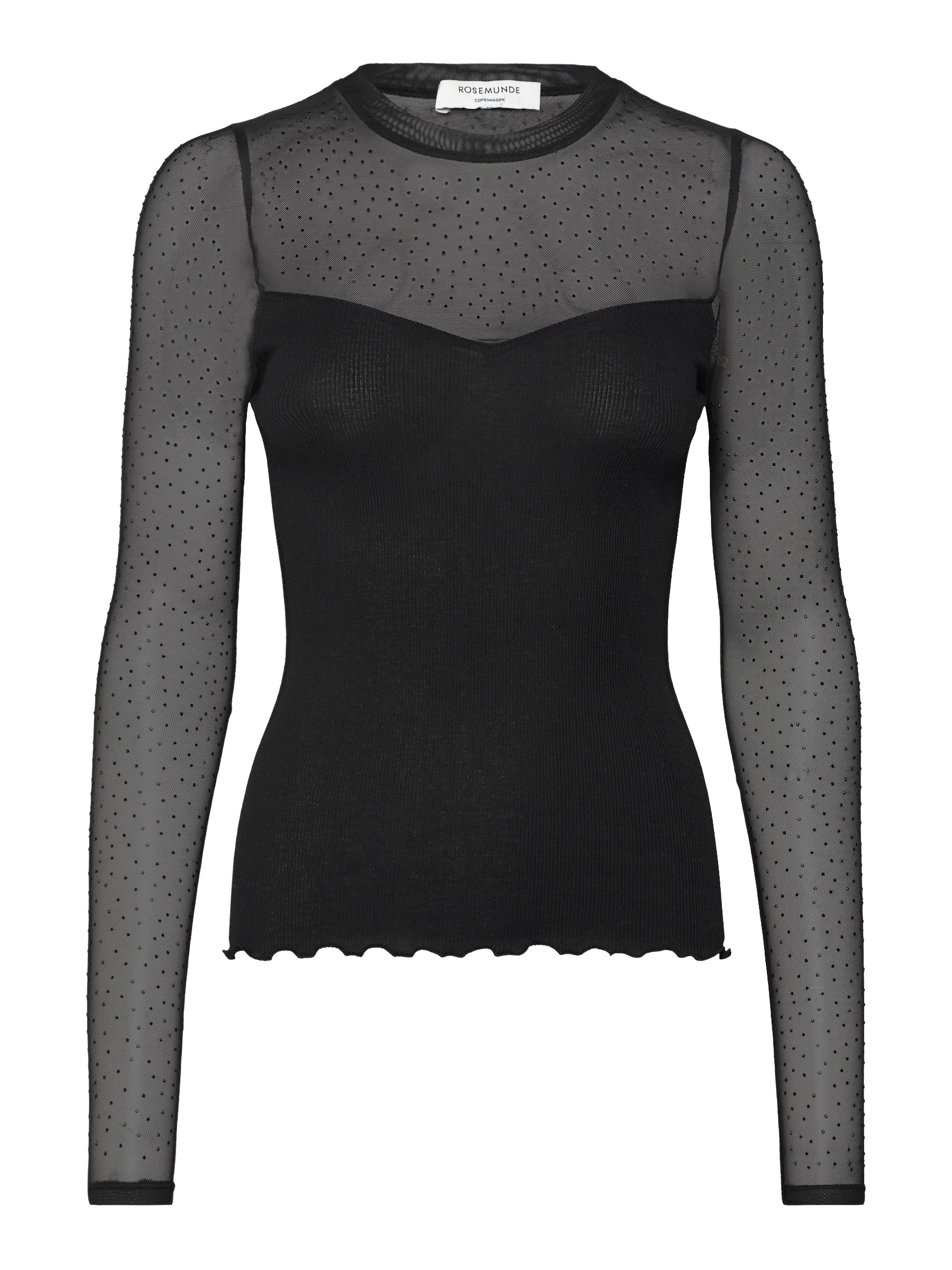 rosemunde Shirt met lange mouwen Bernadine shirt Kanten inzet op borst en mouwen, vrouwelijk, comfortabel, puur katoen