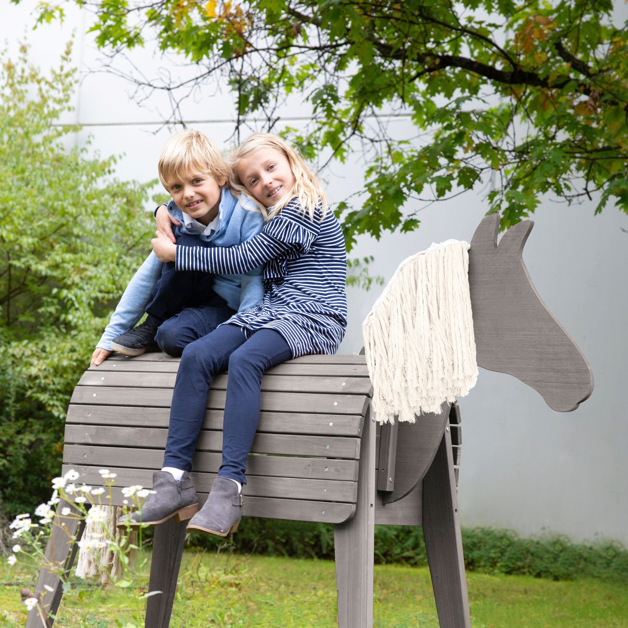 Roba® Houten paard Speelpaard Tuinpaard, HxBxD: 123 x 65 x 153 cm, zithoogte: 89 cm