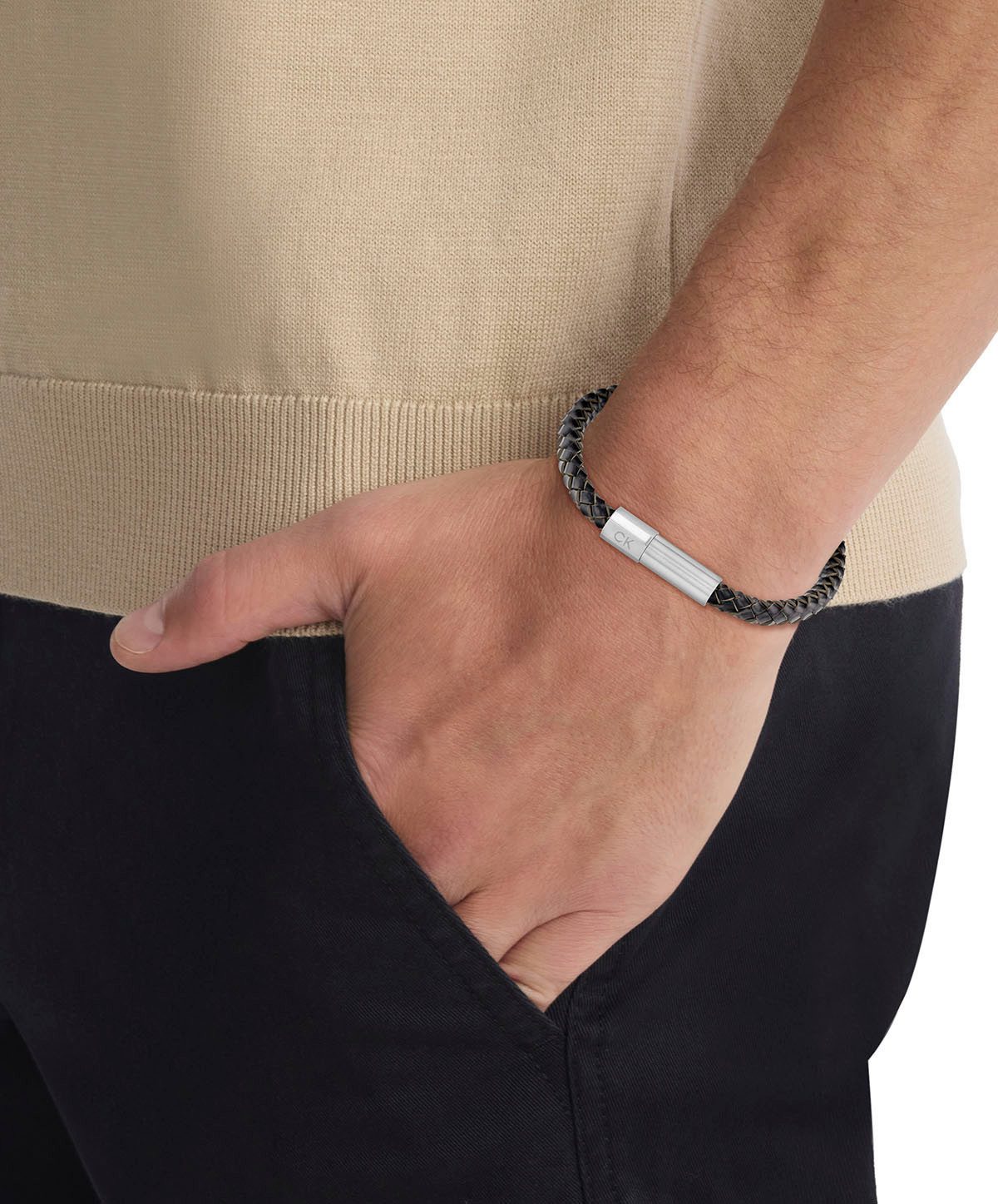 Calvin Klein Leren armband Sieraden roestvrij staal armband INDUSTRIAL FACETS 35100045 35100046 35100047