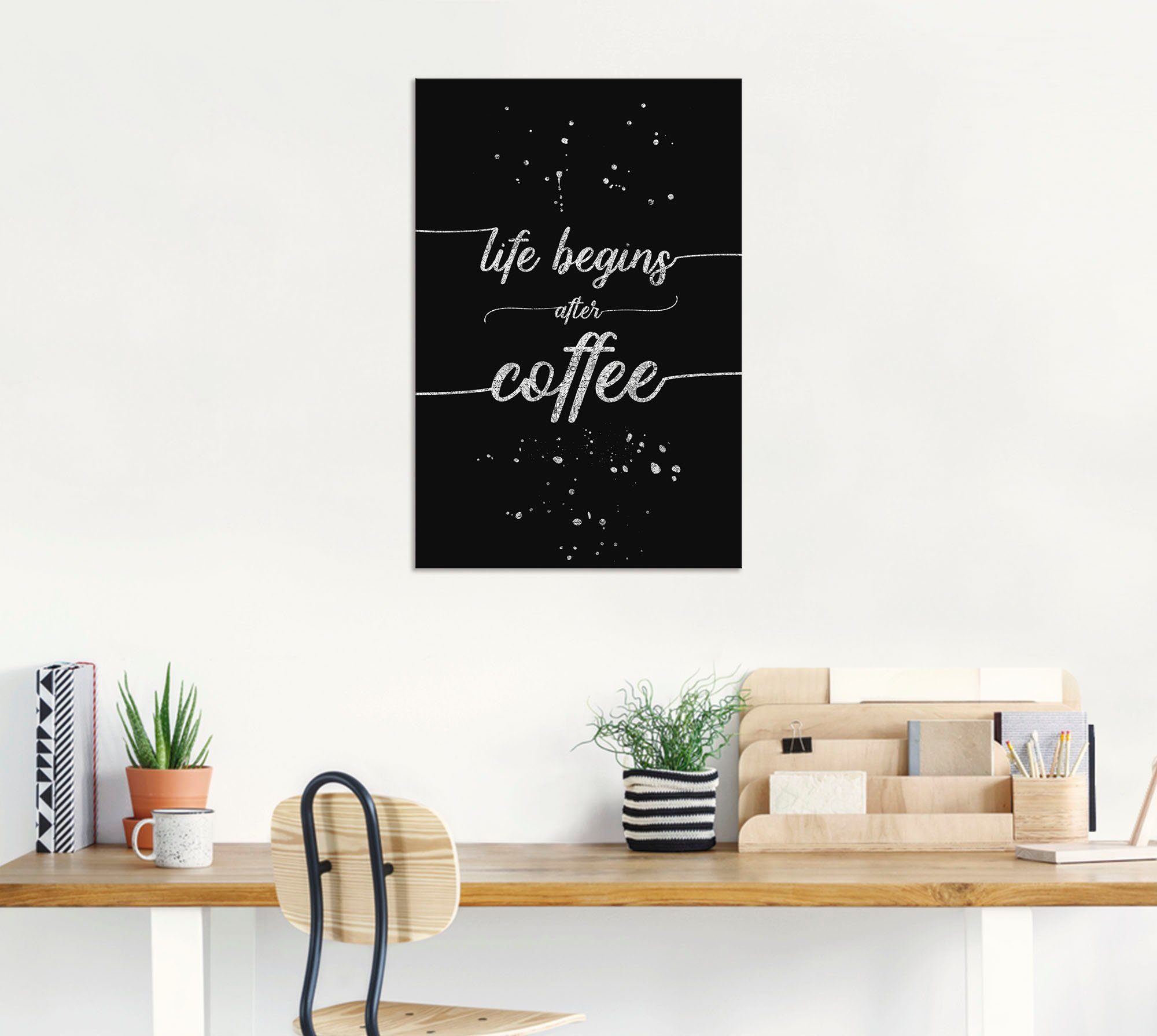 Artland Artprint Het leven begint na de koffie als artprint van aluminium, artprint op linnen, muursticker, verschillende maten