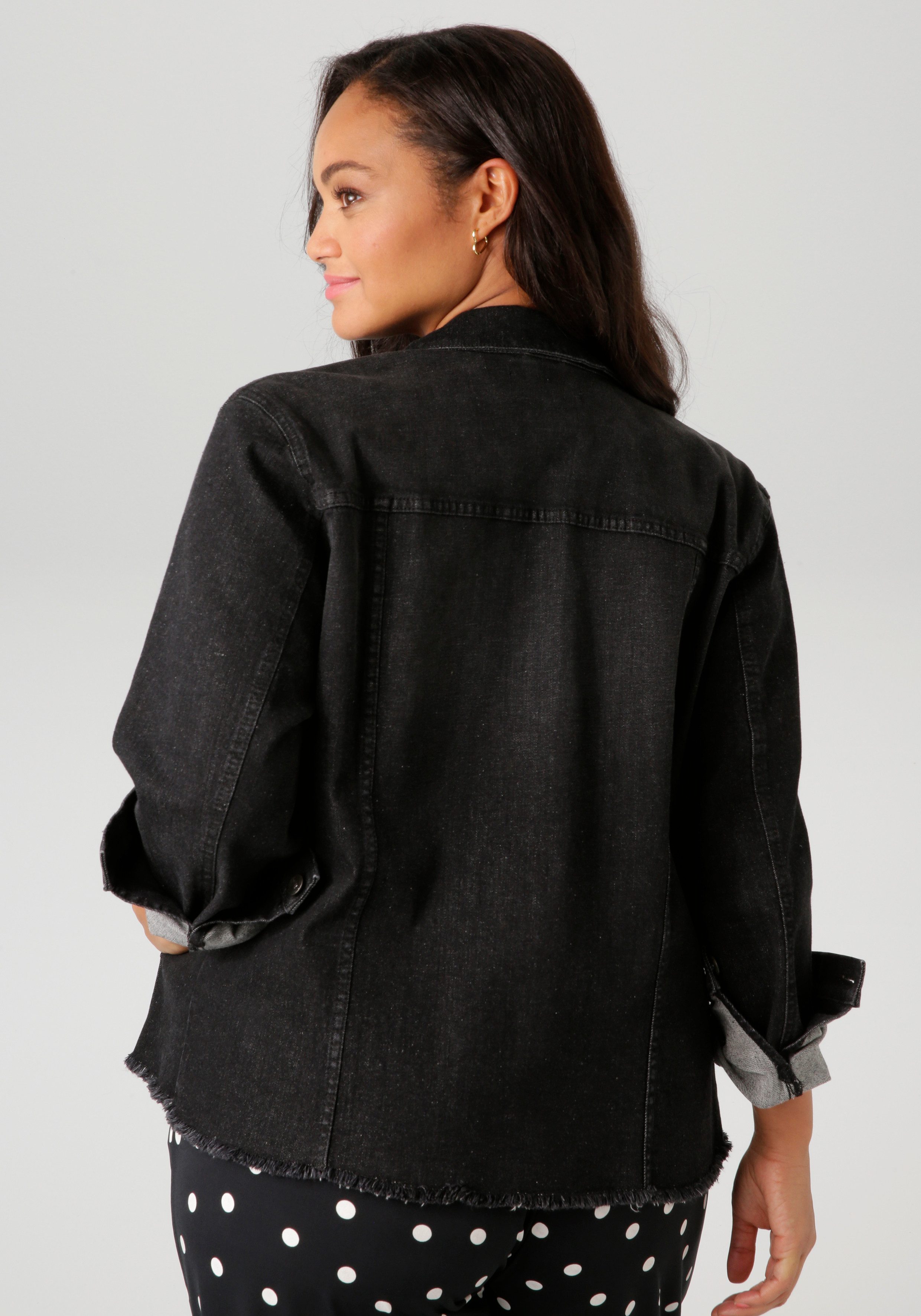 Aniston PLUS Jeansjack met gerafelde zoom - nieuwe collectie