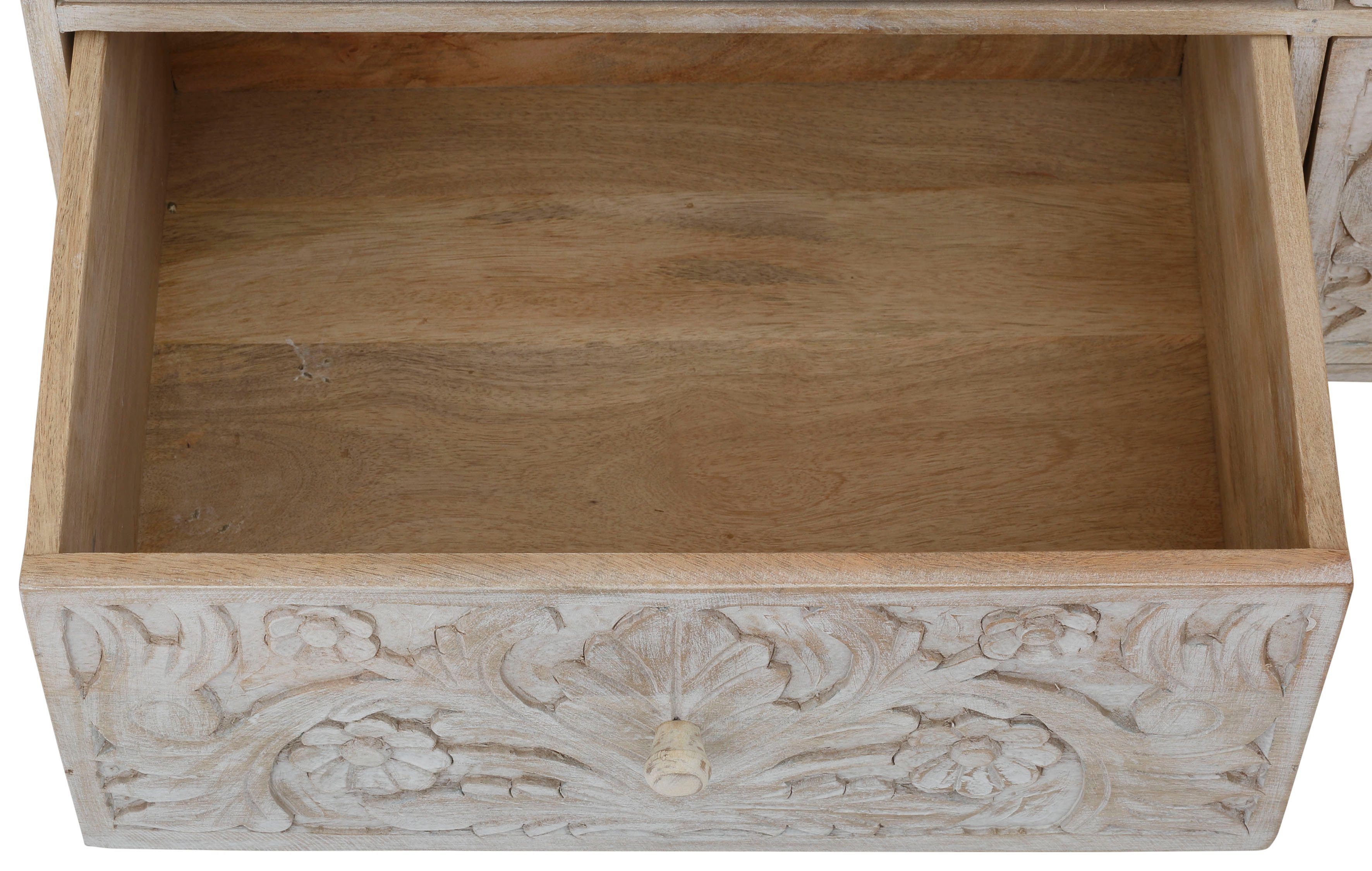 Home affaire Kast Lavin Sideboard Mangohout, met decoratief houtsnijwerk, met de hand gemaakt, breedte 110 cm