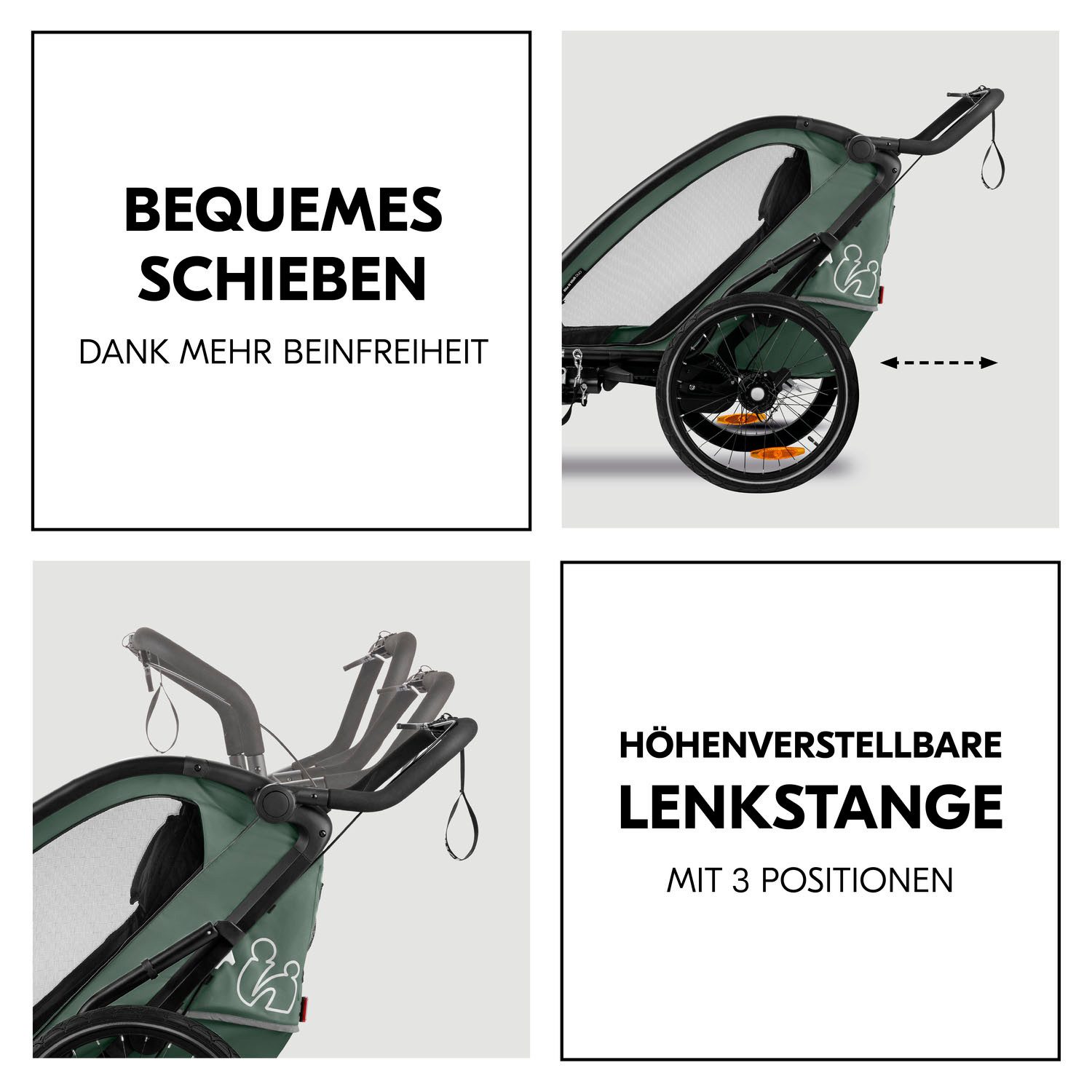 Hauck Kinderen fiets aanhanger Bike N Walk Duo voor 2 kinderen, incl. dissel