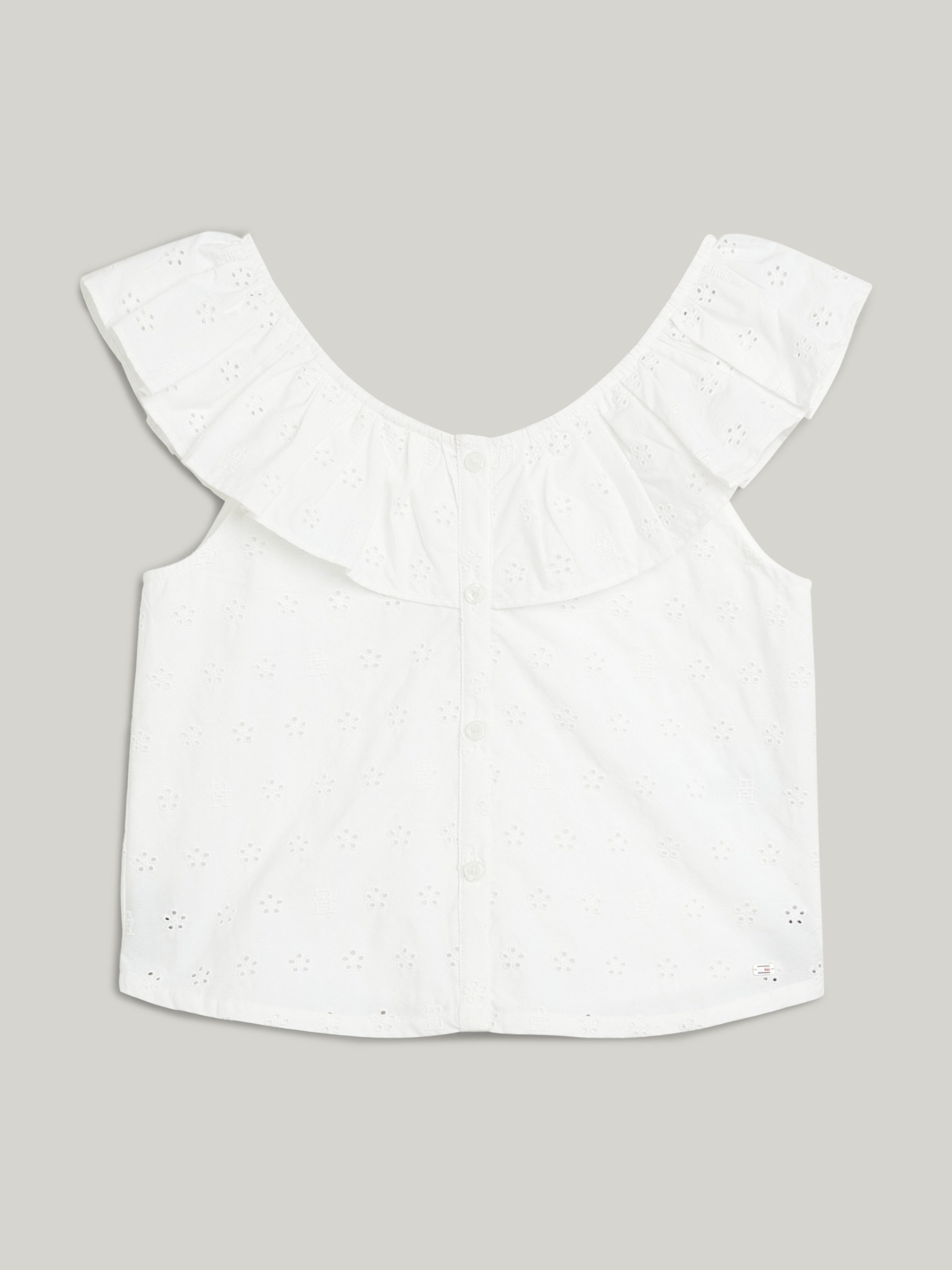 Tommy Hilfiger Babydollshirt BRODERIE ANGLAISE FRILL TOP