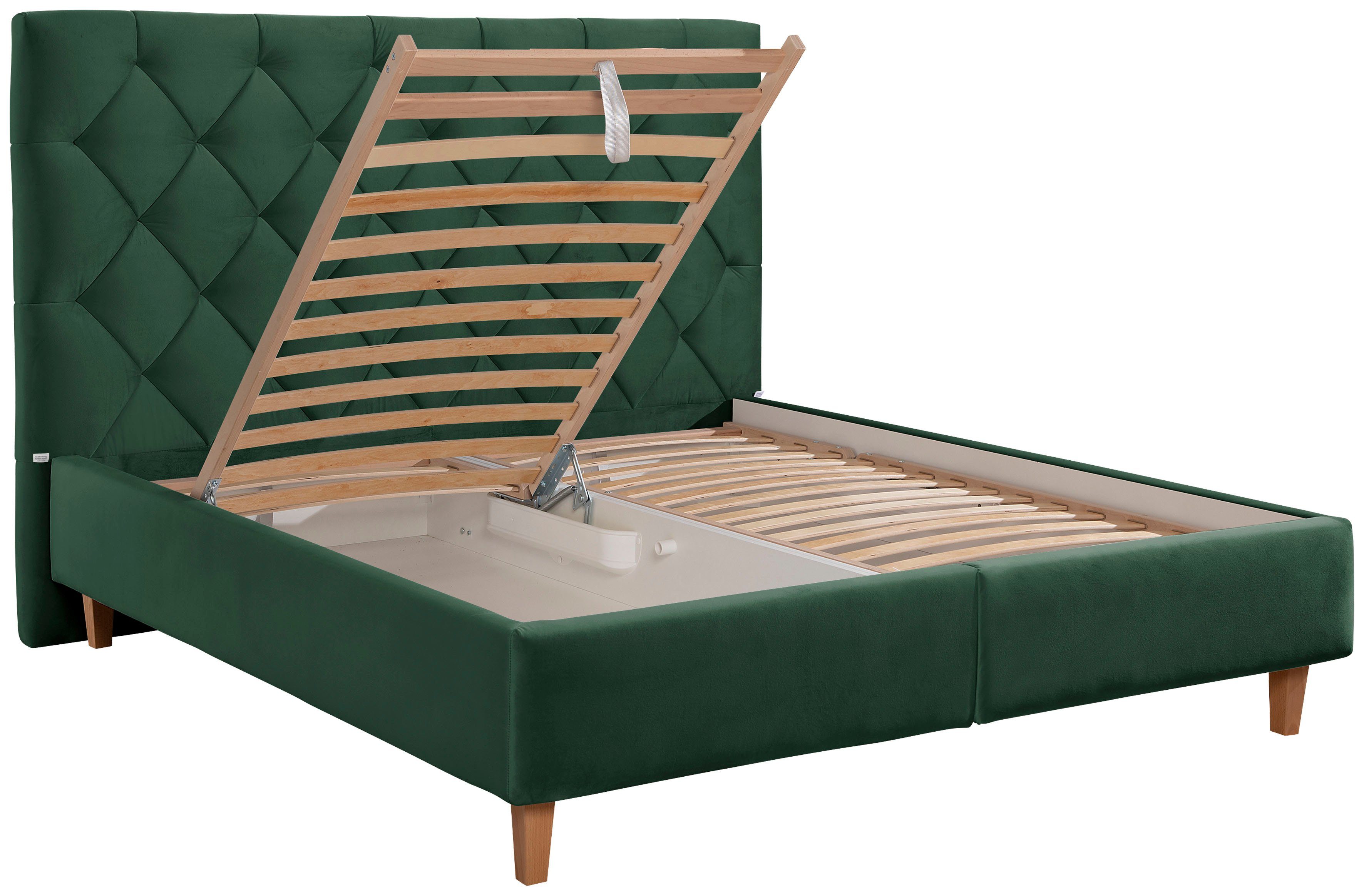 Guido Maria Kretschmer Home&Living Gestoffeerd bed Sunley 140 Kruisstiksel, hoofdbordhoogte 142 cm, zonder of met matras/lattenbodem