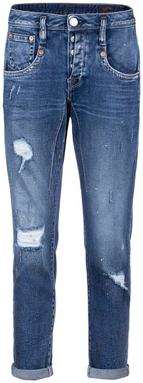Herrlicher 7 8 jeans Shyra Cropped Denim Comfort met half blinde knoopsluiting