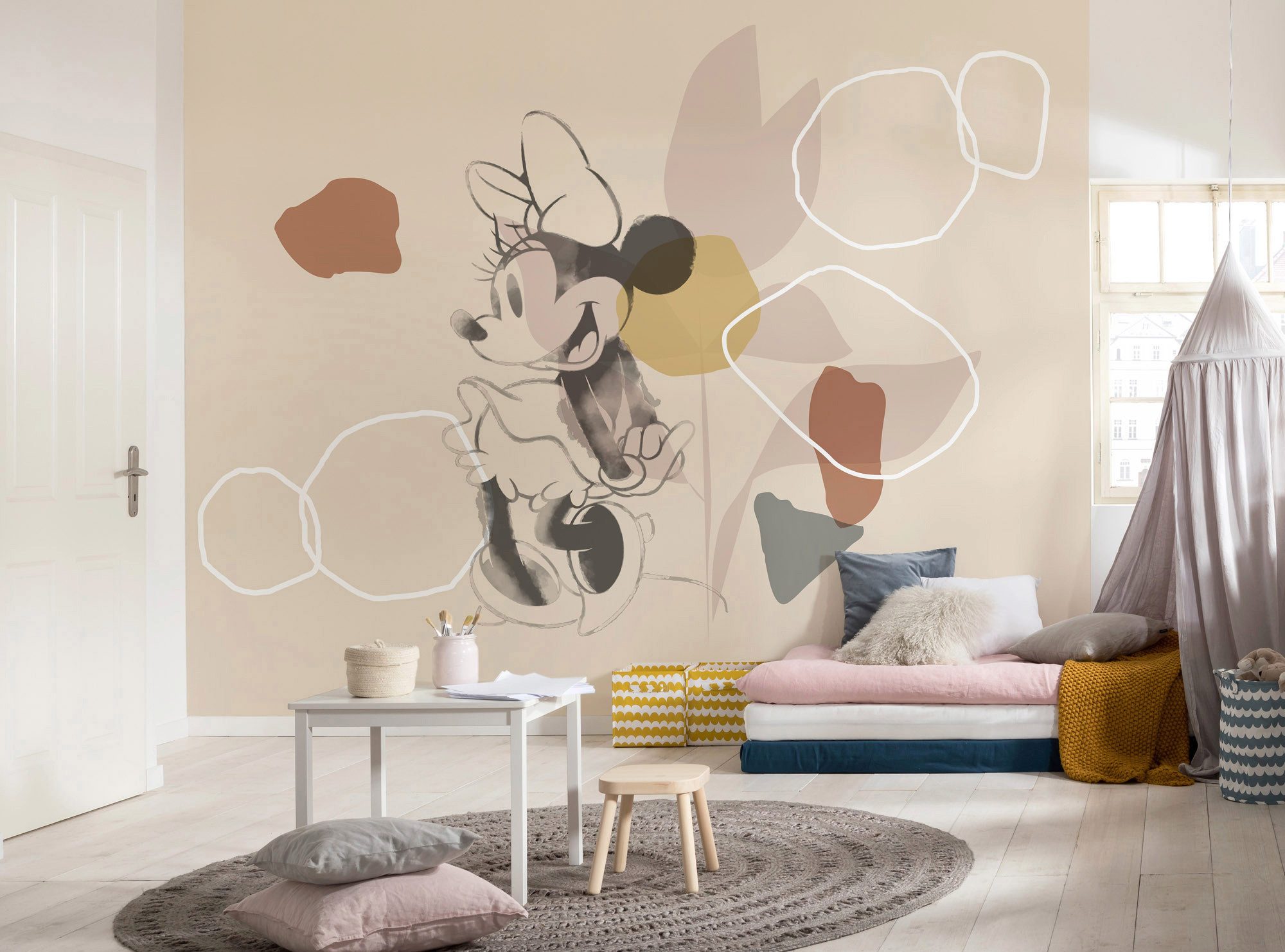 Komar Vliesbehang Digitale print vlies - Minnie Soft Shapes - Afmeting 350 x 280 cm