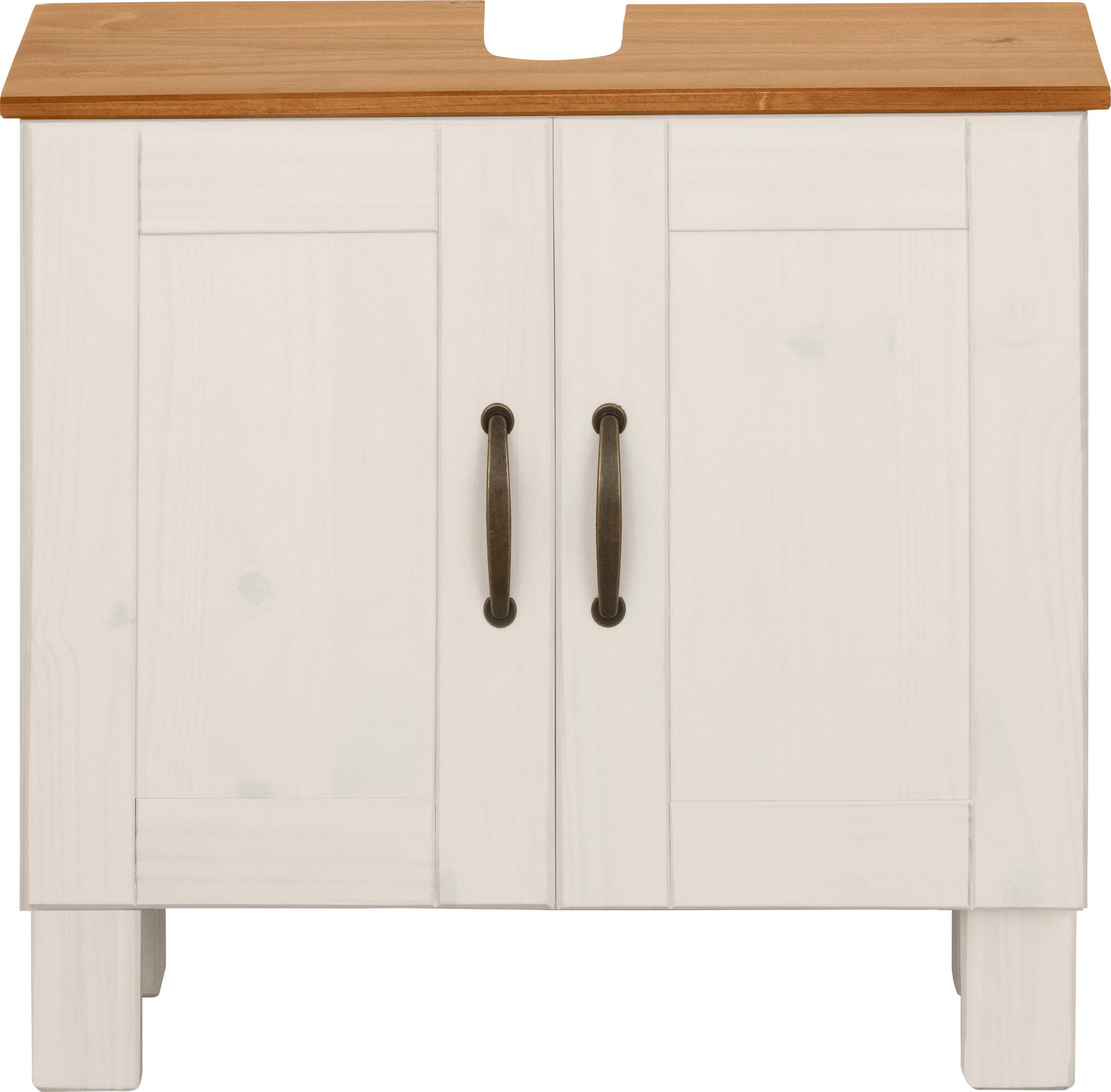 Home affaire Wastafelonderkast Rodby Massief, FSC®-gecertificeerd hout, grepen metaal, breedte 60 cm, hoogte 55 cm