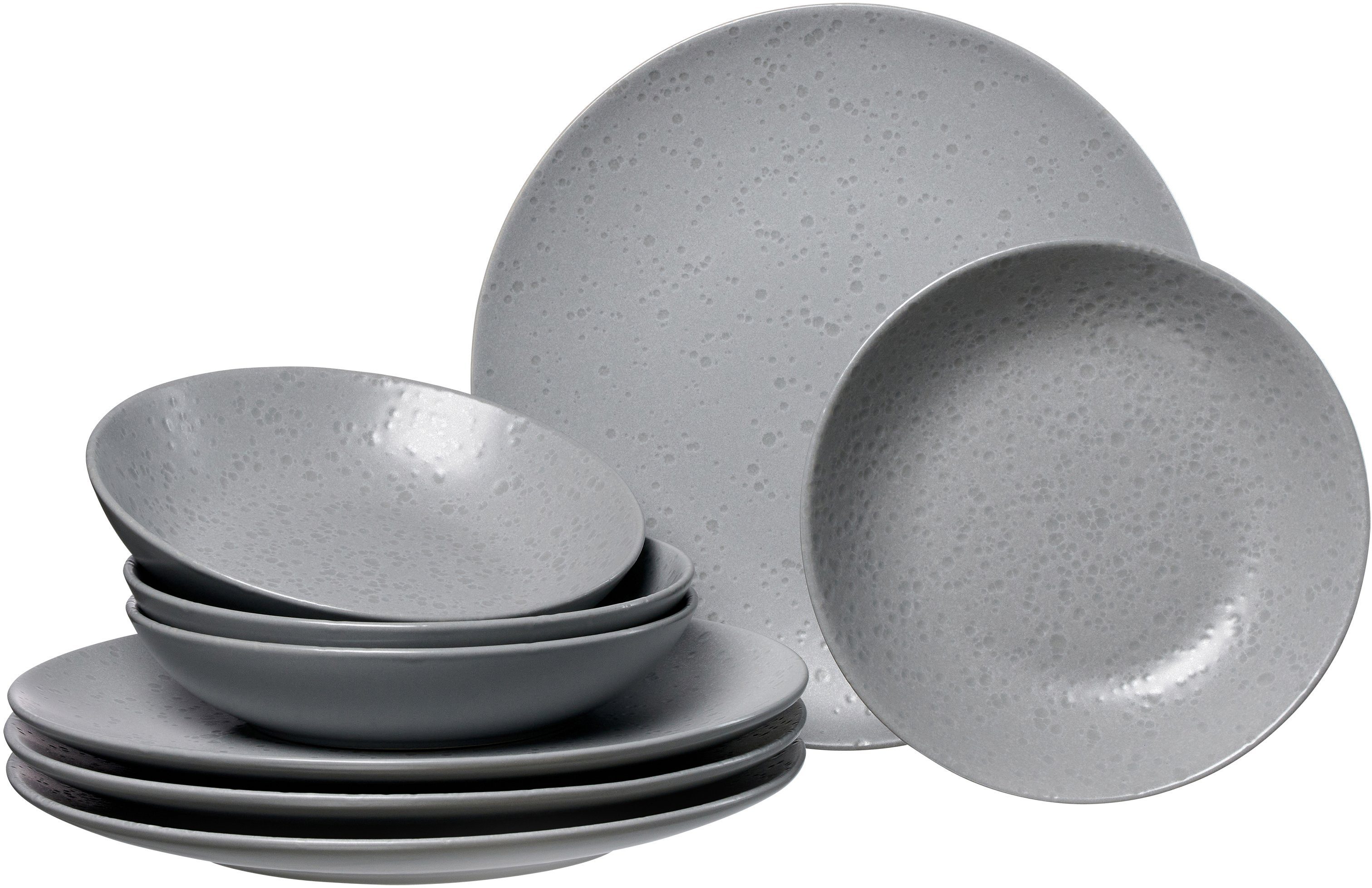Ritzenhoff & Breker Eetservies Bordenset, Serviesset Kitwe Reactief glazuur, elk exemplaar is uniek, 8 delen, voor 4 personen (set, 8-delig)
