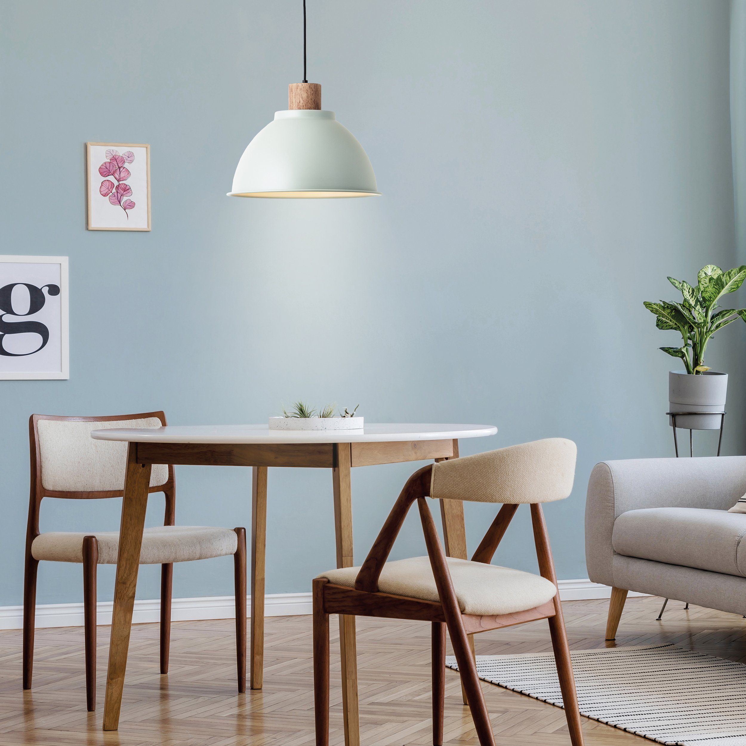 Brilliant Leuchten Hanglamp Erena Hoogte 120 cm, Ø 38 cm, E27, inkortbaar, metaal/hout